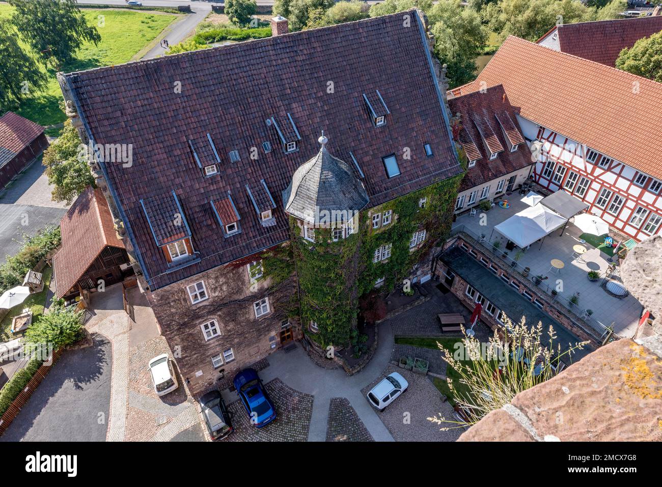 Renaissance Hinterburg, Blick auf den hinteren Turm, Altstadt, Schlitz, Vogelsberg, Hessen, Deutschland Stockfoto