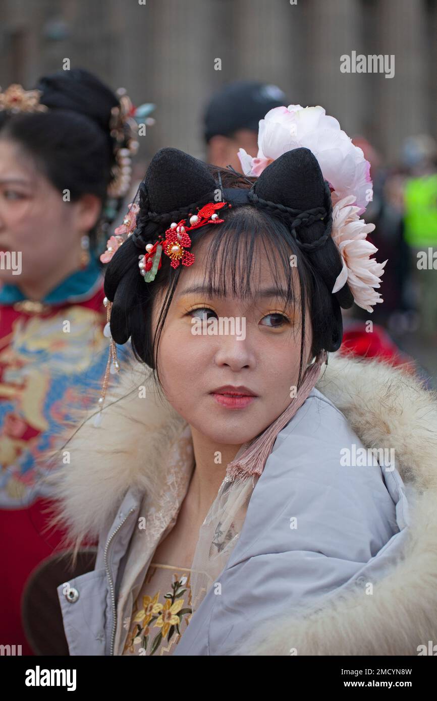 The Mound, Edinburgh, Schottland, Großbritannien. 22. Januar 2023 Edinburgh ist das Jahr des Hasen, da heute weltweit das chinesische Neujahr beginnt. Kredit: Arch White/alamy Live News. Stockfoto