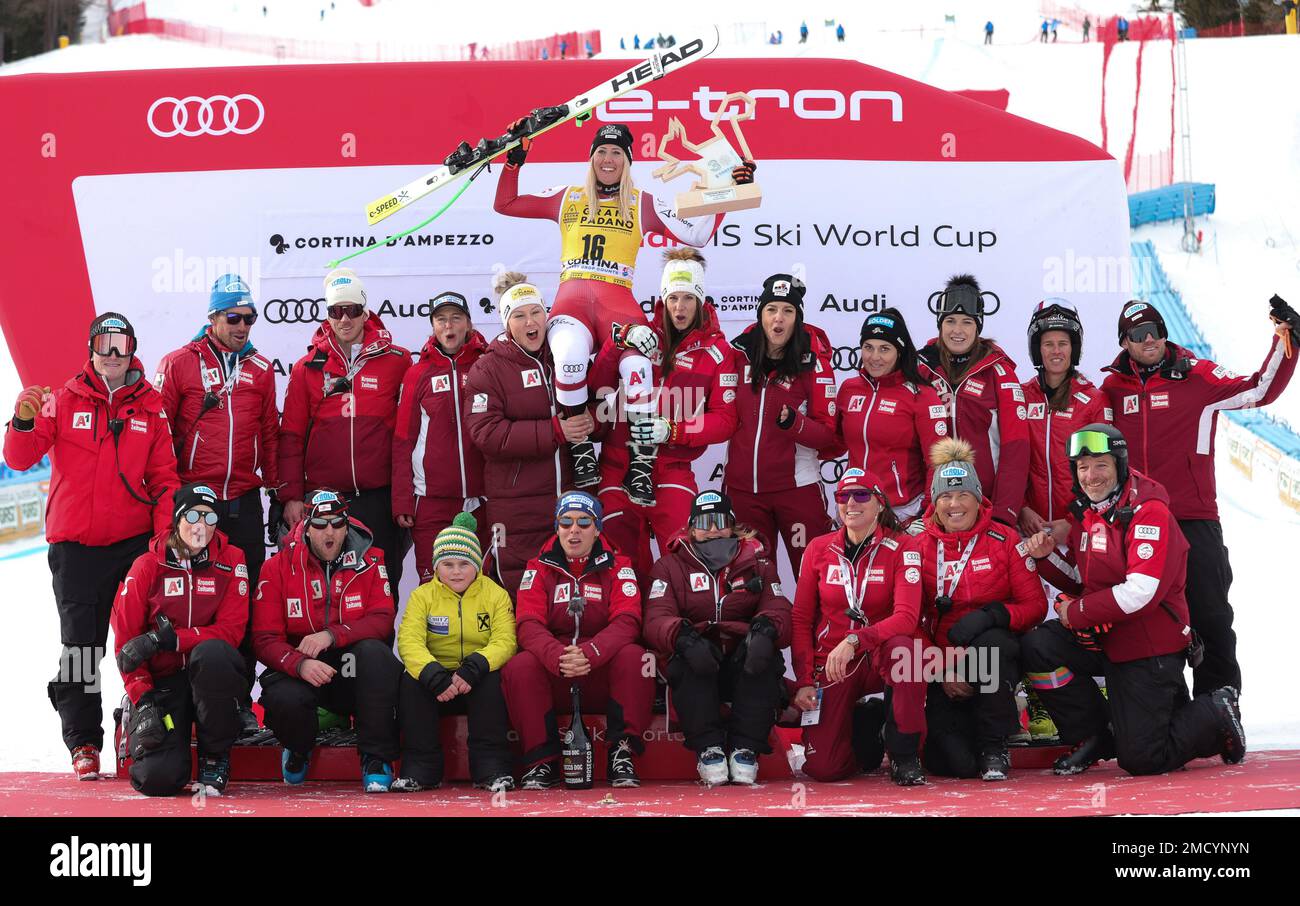 SKIFAHREN - FIS SKI WORLD CUP, Womenâ&#x80;&#X99;s Super G Olympia delle Tofane Sonntag, 22. Januar Team AUT Stockfoto