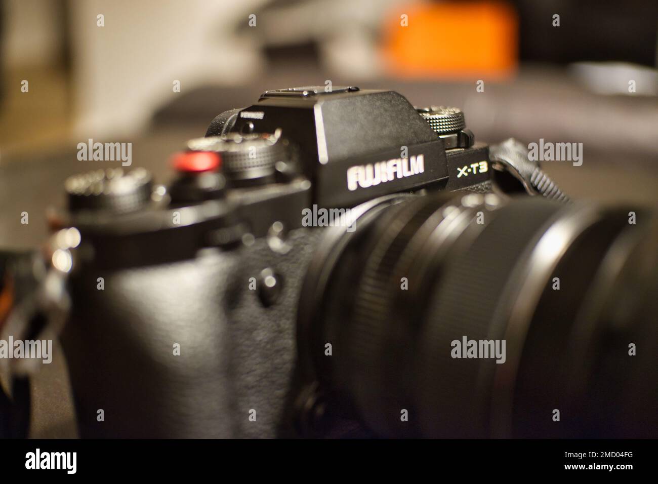 Nahaufnahme einer Fujifilm Digitalkamera Stockfoto