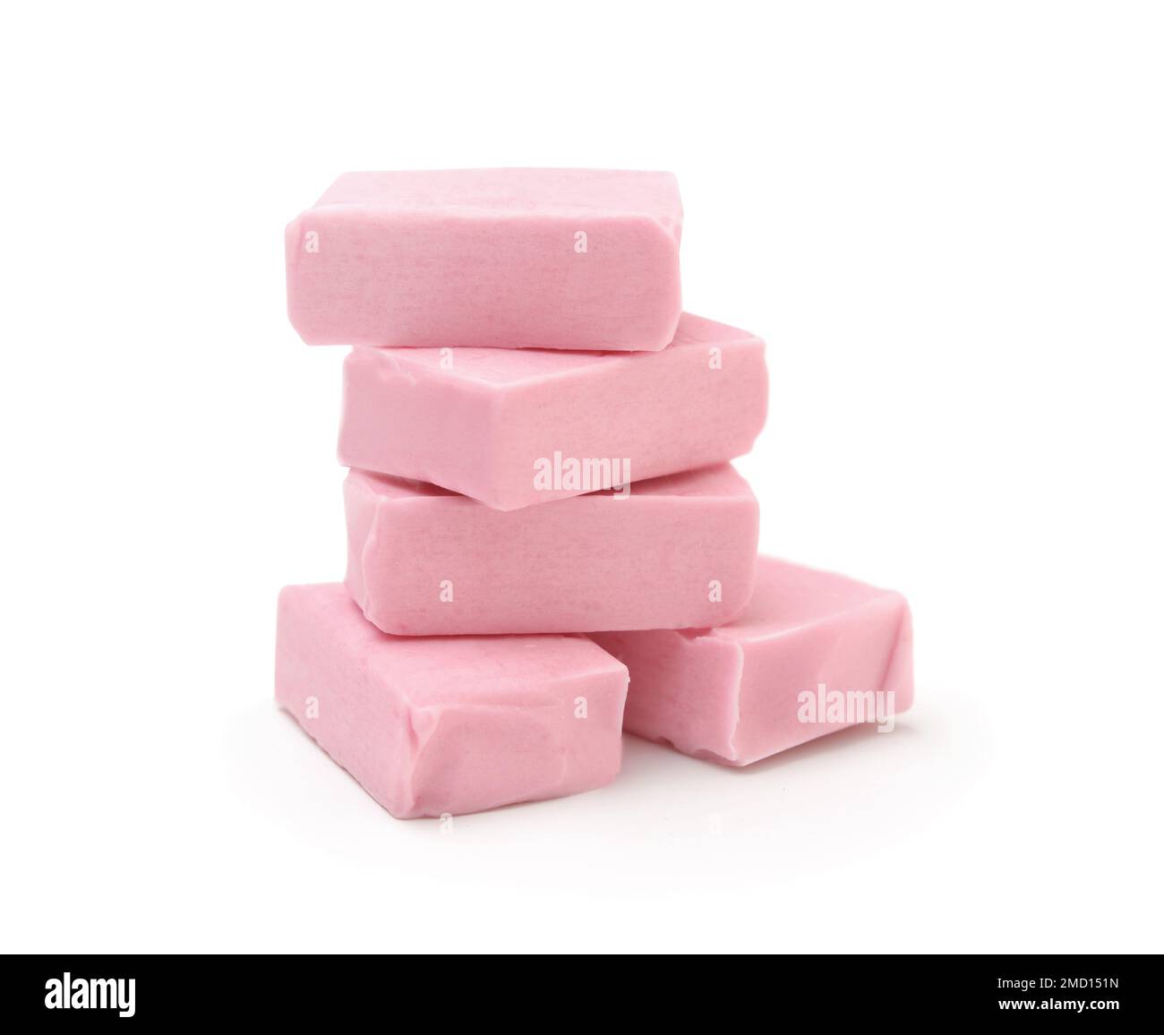 Gruppe rosafarbener Gummis auf weiß isoliert. Stockfoto