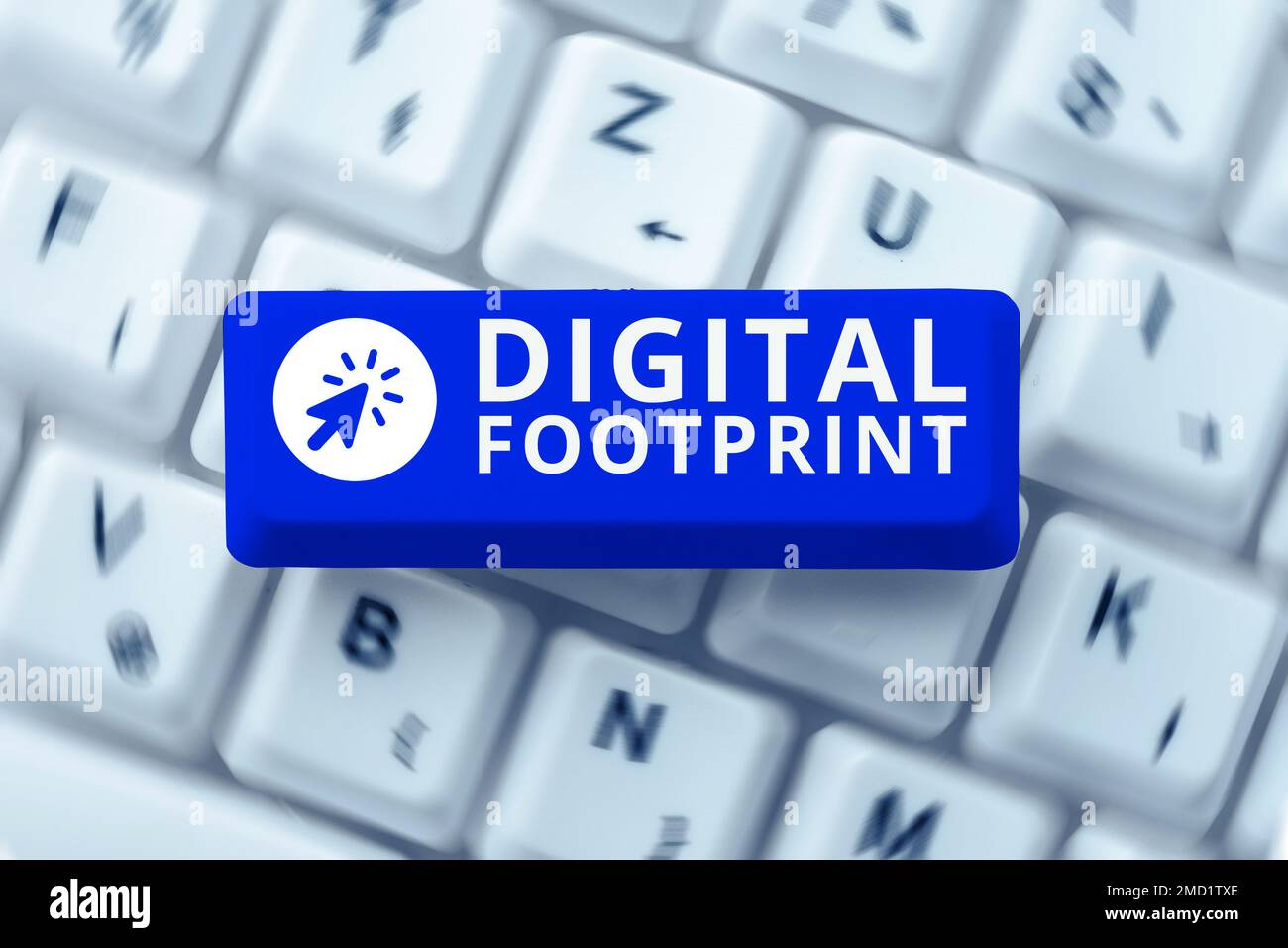 Schild, das digitalen Fußabdruck anzeigt. Word, das auf geschrieben wurde, verwendet digitale Technologie für den Fertigungsprozess Stockfoto