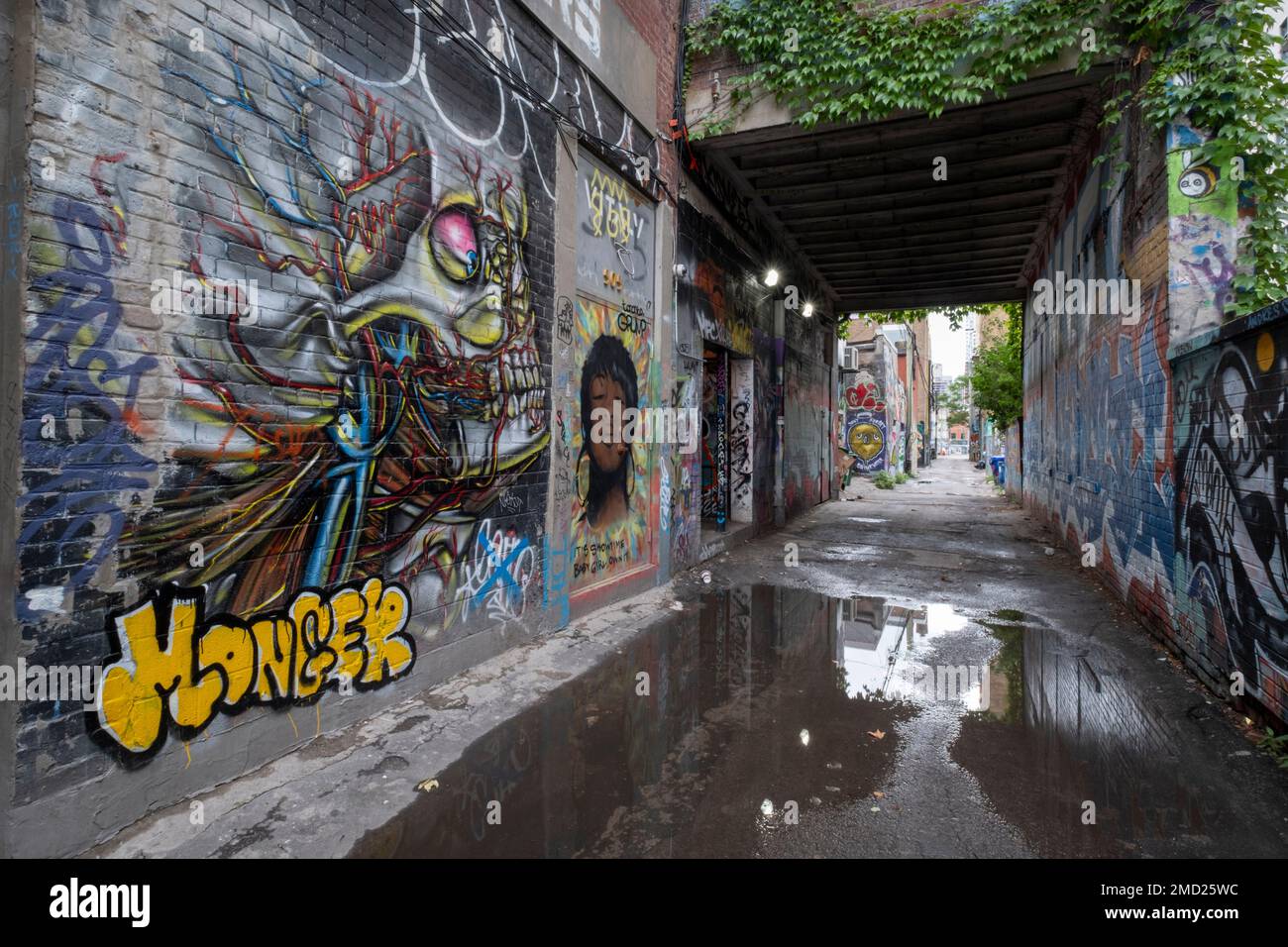 Torontos berüchtigte Graffiti Alley im Fashion District, Toronto, Ontario, Kanada Stockfoto