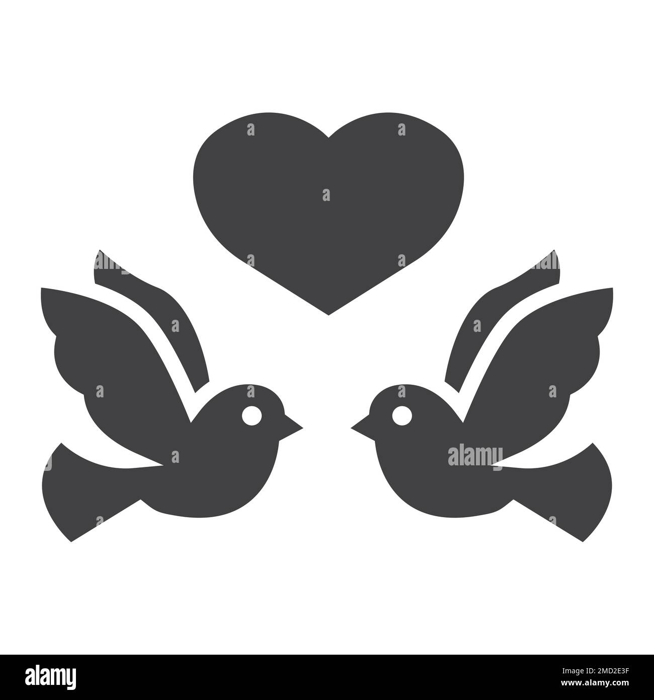Hochzeitstauben mit Herzsymbol, Valentinstag und Romantik, Hochzeitszeichen-Vektorgrafiken, ein solides Muster auf weißem Hintergrund, 10. Stock Vektor
