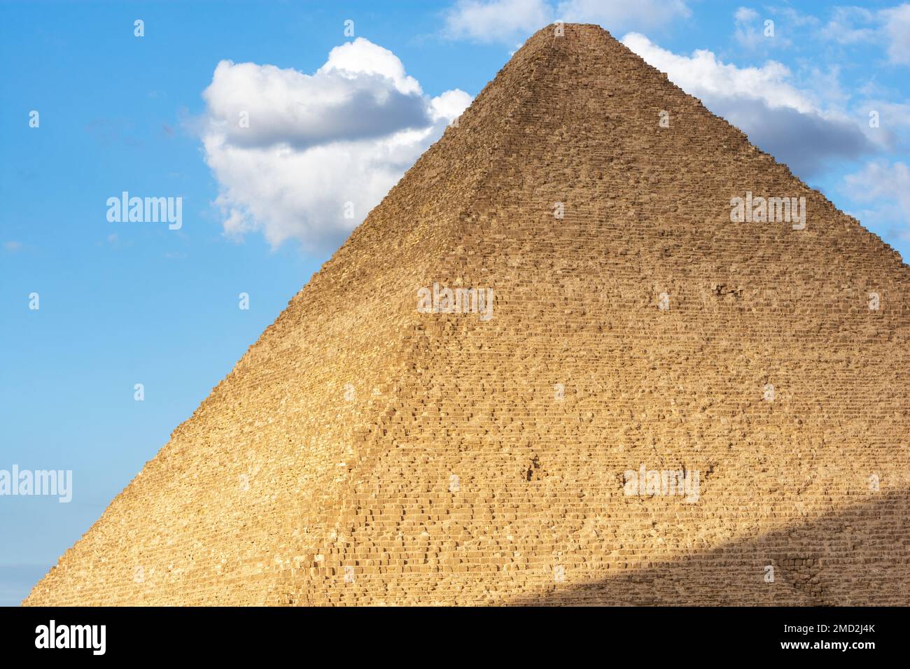 Oberer Teil der höchsten Gizeh-Pyramide von Khufu oder Cheops Stockfoto