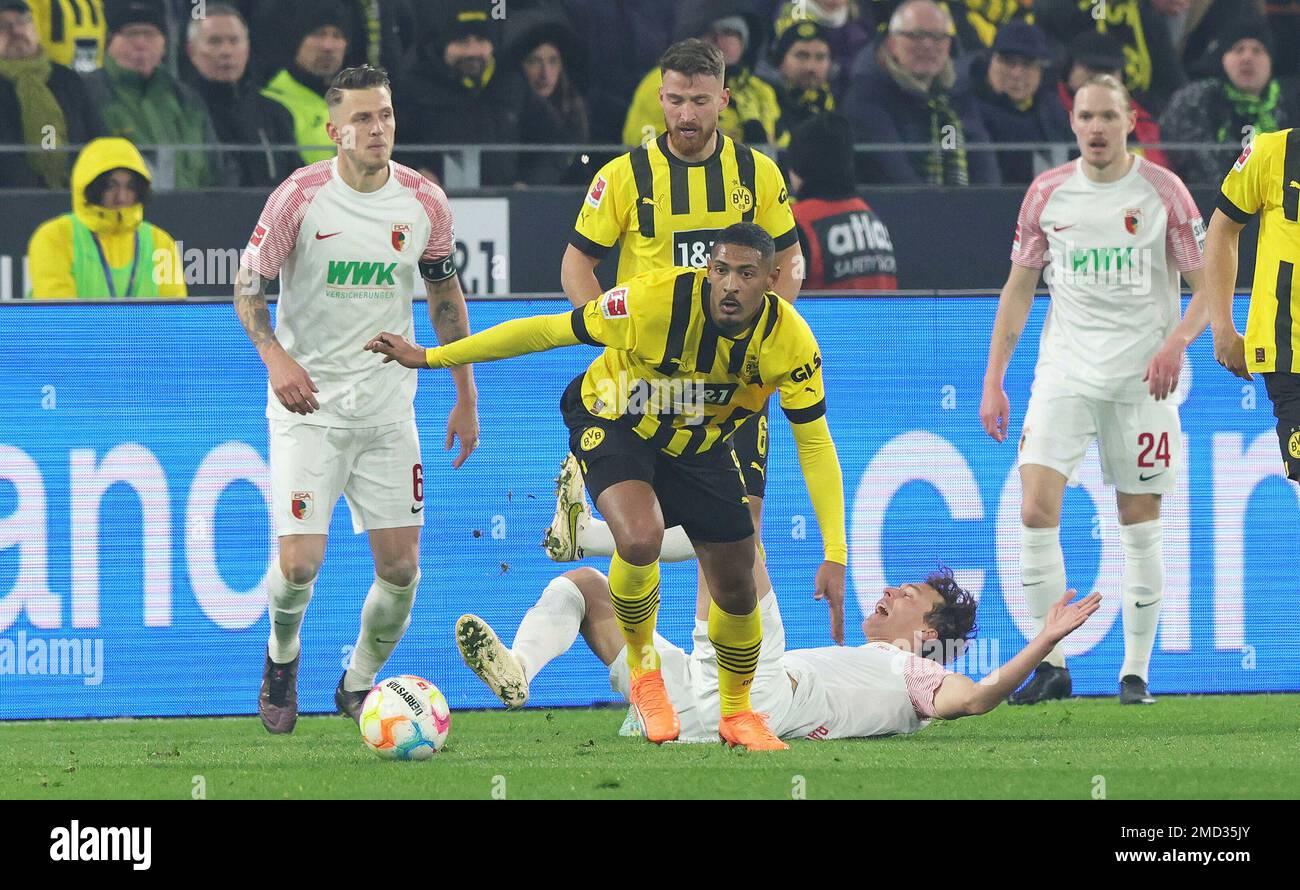 Dortmund, Deutschland. 22. Januar 2023. firo : 01/22/2023, Fußball, 1. Liga, 1. Bundesliga, Staffel 2022/2023, BVB, Borussia Dortmund - FCA, FC Augsburg Sebastien HALLER, BVB Duels Guthaben: dpa/Alamy Live News Stockfoto