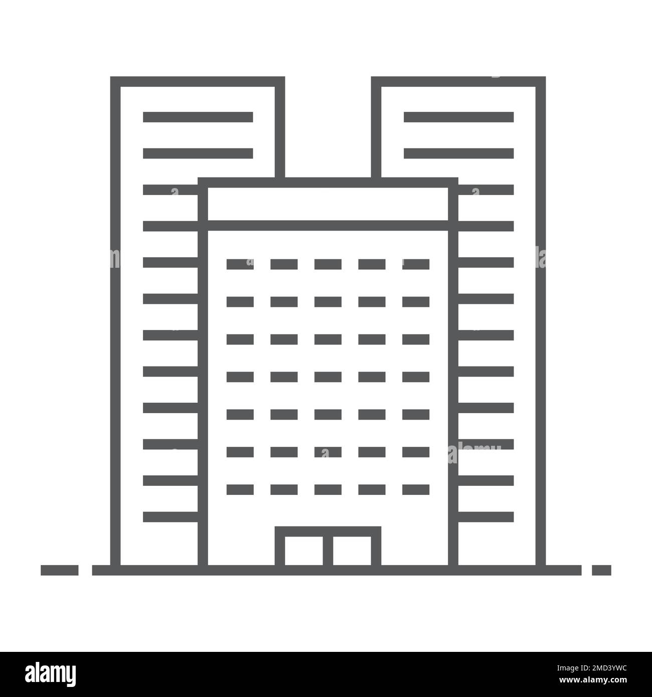 Gebäude dünnes Liniensymbol, Immobilien und Haus, Vektorgrafiken für Stadtzeichen, ein lineares Muster auf weißem Hintergrund, eps 10. Stock Vektor