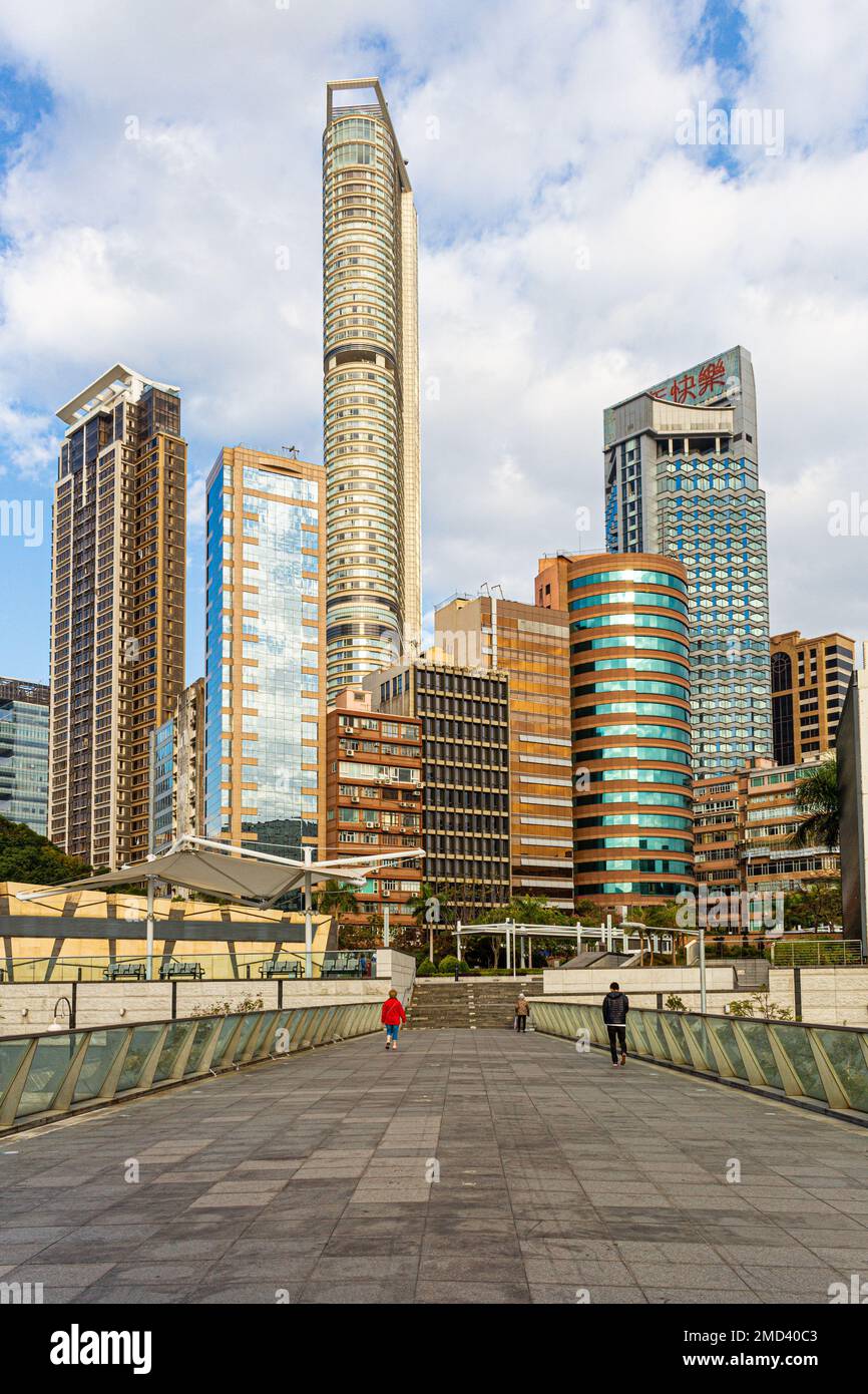 Das Meisterwerk Hotel, Pinnacle Apartments und Hotel Panorama in Tsim Sha Tsui, Kowloon, Hongkong, China Stockfoto