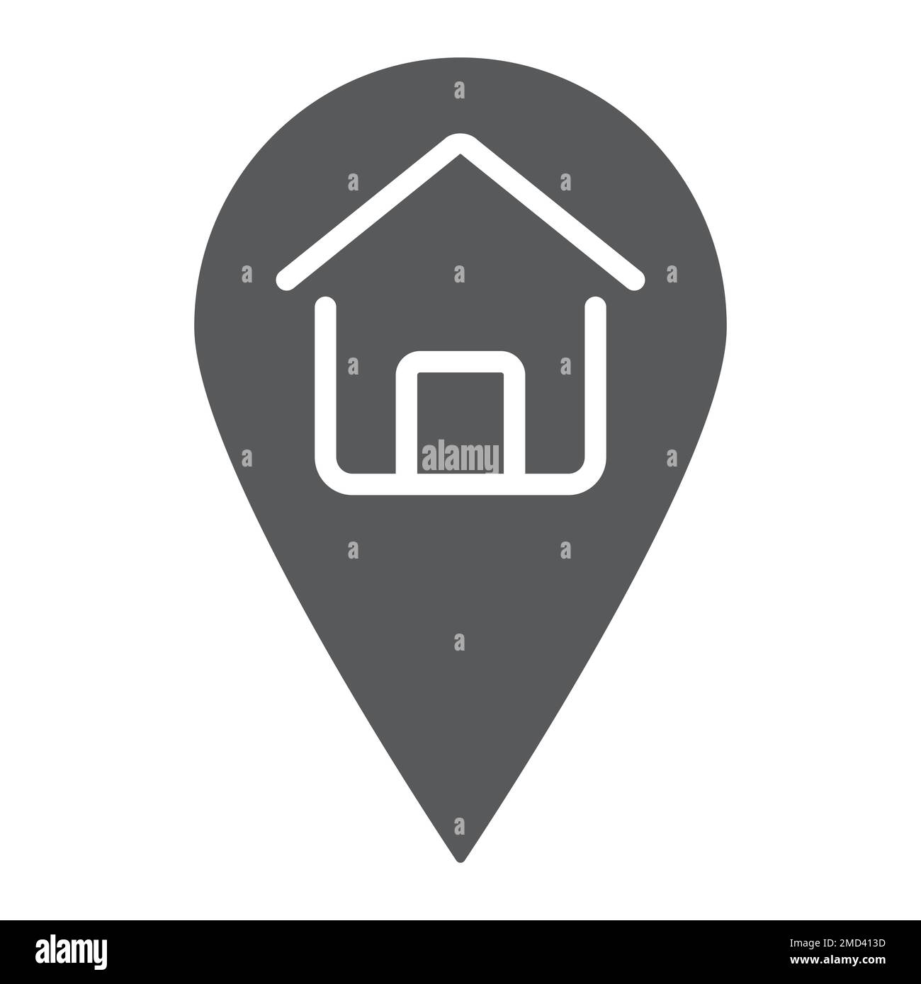 Glyphe-Symbol für Wohnort, Immobilien und Wohnort, Vektorgrafiken mit Zeigersymbol, ein durchgehendes Muster auf weißem Hintergrund, 10. Stock Vektor