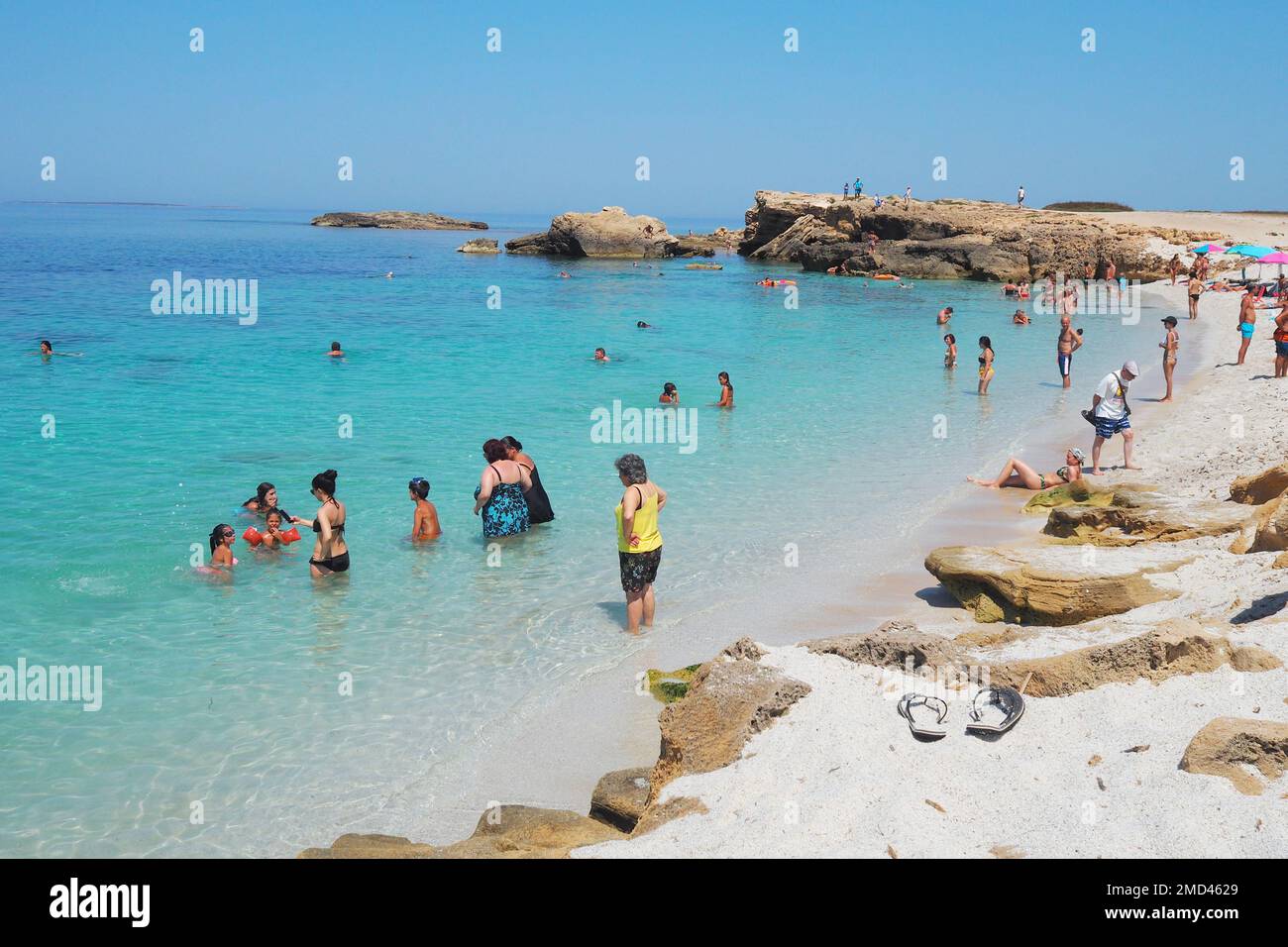 Sonniger Tag am Strand von Arutas, auf der Halbinsel Sinis, Sardinien, Italien Stockfoto