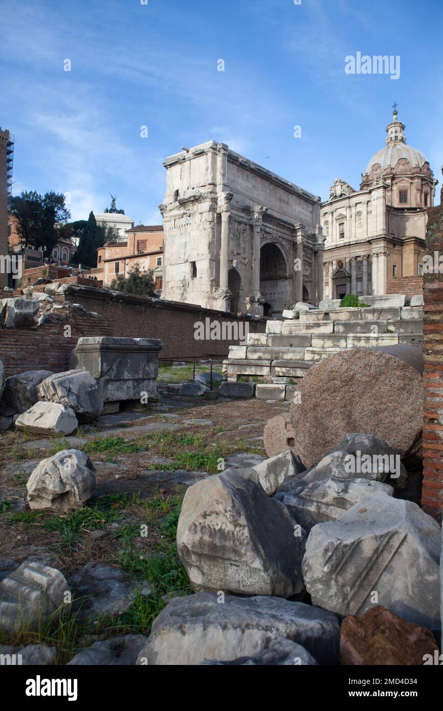 Antikes römisches Forum in der Stadt Rom Stockfoto