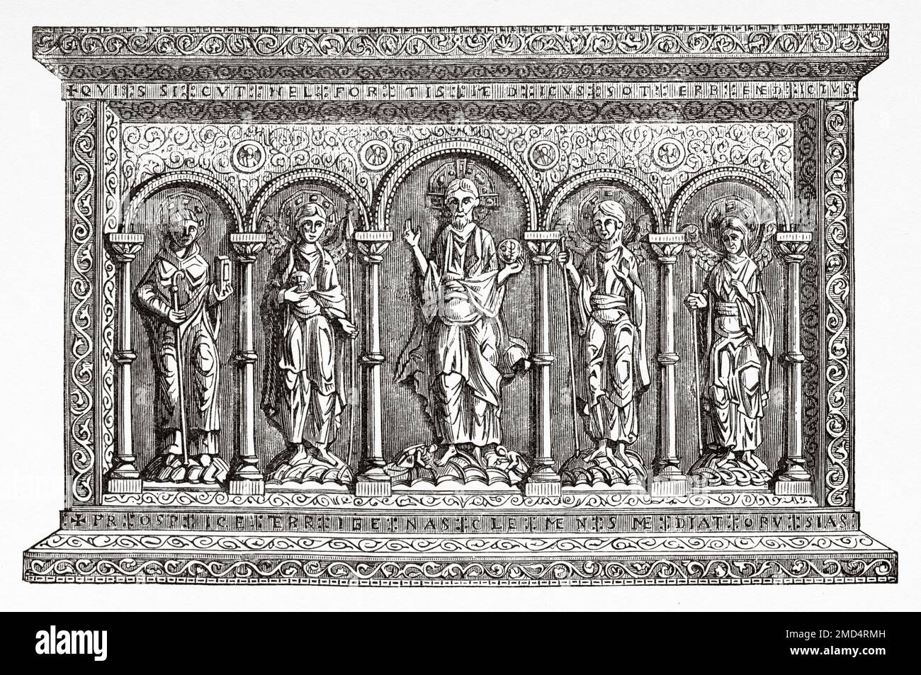 Goldenes Antependium der alten Basler Kathedrale 1019 von Kaiser Heinrich II. Gespendet Solothurn, Schweiz. Die Kunst des Mittelalters und zur Zeit der Renaissance von Paul Lacroix, 1874 Stockfoto