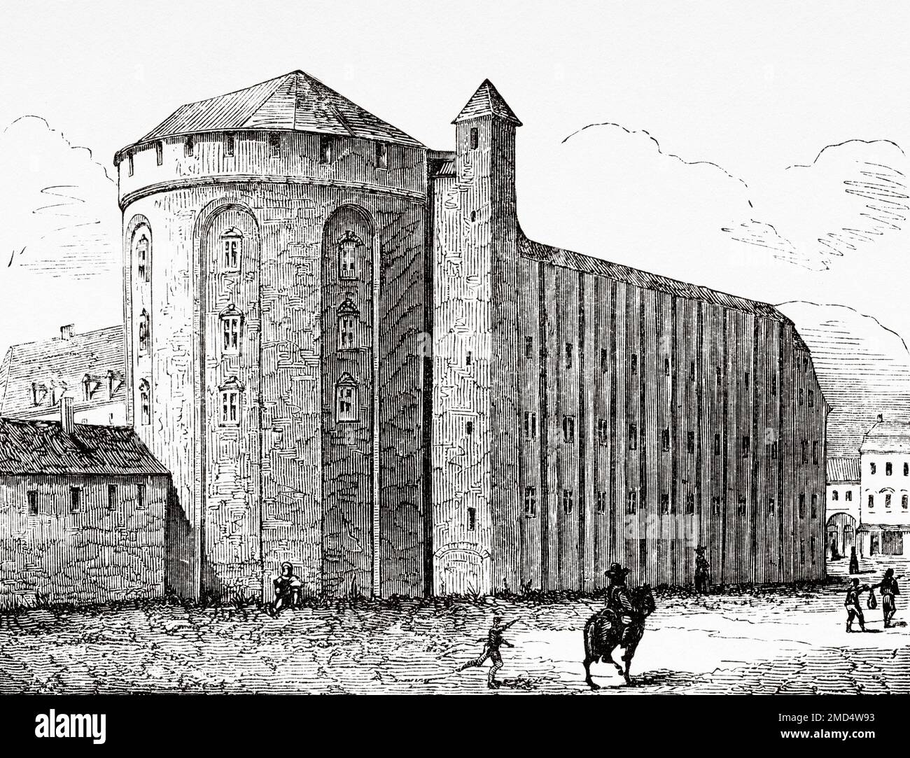Die Konstantinsbasilika in Trier war die Audienzhalle des römischen Kaisers und der größte noch existierende Einzelraum aus dem antiken Rom, der im Mittelalter in Deutschland in eine Festung umgewandelt wurde. Die Kunst des Mittelalters und zur Zeit der Renaissance von Paul Lacroix, 1874 Stockfoto