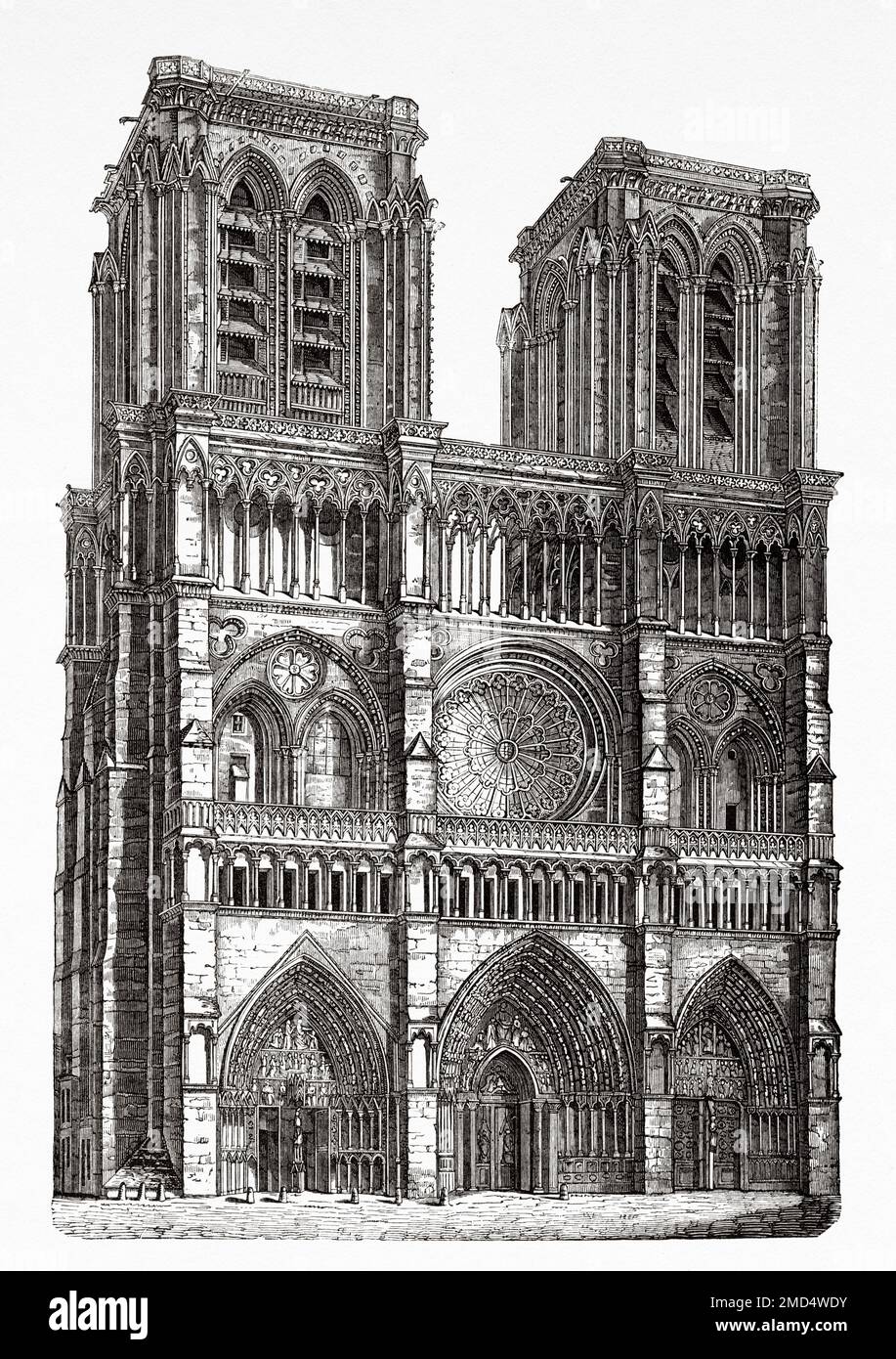 Die Kathedrale Notre Dame de Paris, restauriert von Eugène-Emmanuel Viollet-le-Duc und Jean Baptiste Lassus (1814-1879) Frankreich. Die Kunst des Mittelalters und zur Zeit der Renaissance von Paul Lacroix, 1874 Stockfoto