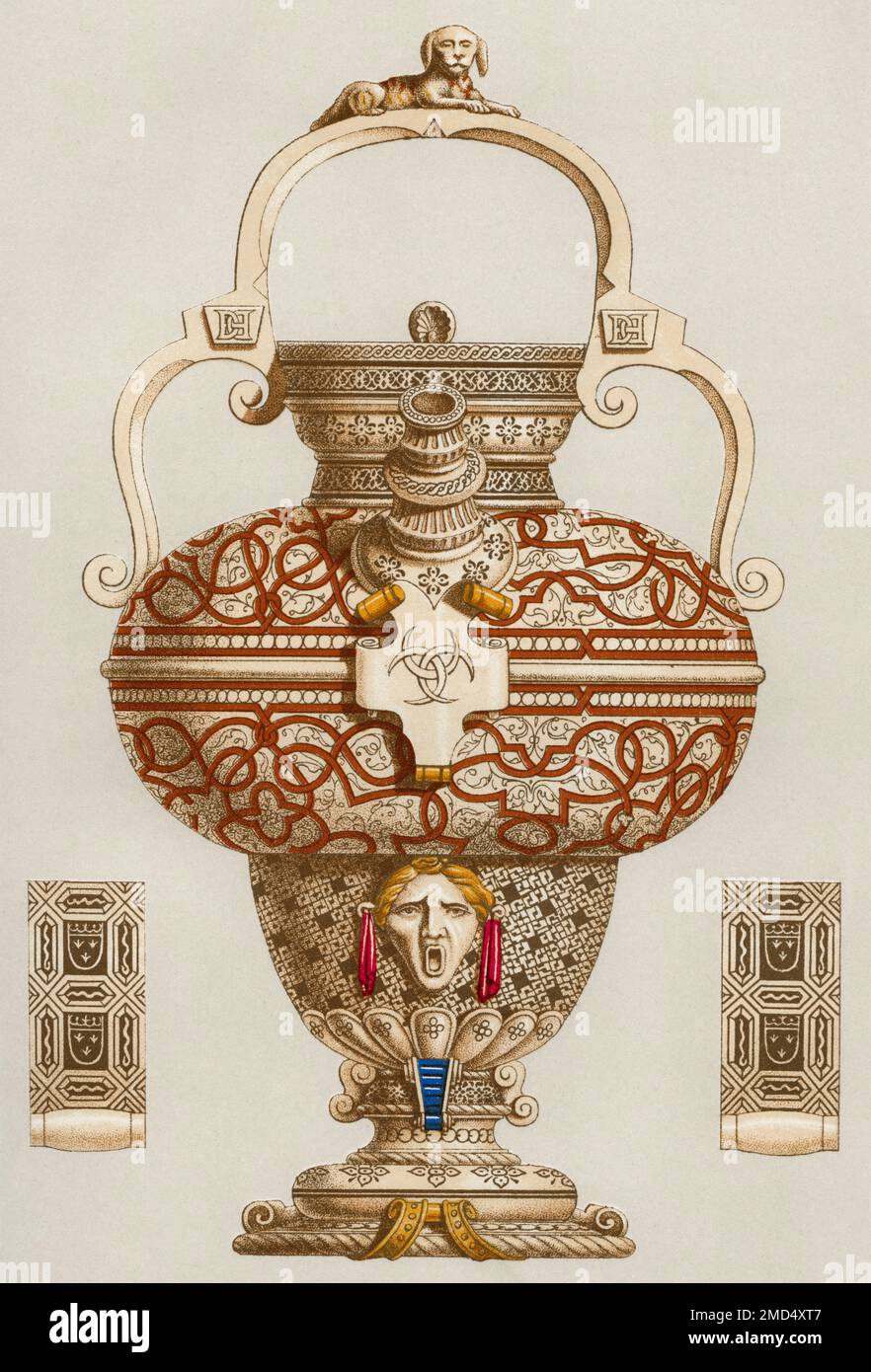 Babyflasche, Steingut-Topf von Heinrich II Die Kunst des Mittelalters und zur Zeit der Renaissance von Paul Lacroix, 1874 Stockfoto