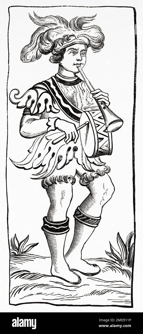 Die Joker-Karte von einem Tarotdeck aus dem 15. Jahrhundert. Die Kunst des Mittelalters und zur Zeit der Renaissance von Paul Lacroix, 1874 Stockfoto