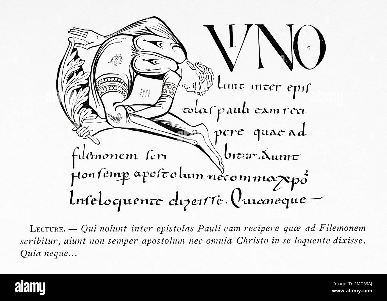 Schrift des 10. Jahrhunderts nach einem Manuskript des Kommentars über den Heiligen Jerome. Die Kunst des Mittelalters und zur Zeit der Renaissance von Paul Lacroix, 1874 Stockfoto