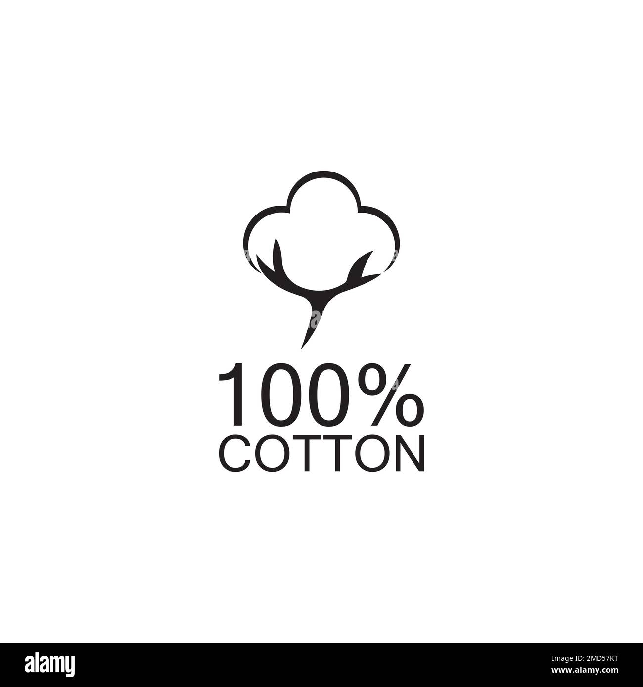 100 % Baumwolle Icon. Natürliche Baumwolle aus biologischem Anbau, Vektoretiketten aus reiner Baumwolle. Logo-Vektordarstellung Stock Vektor
