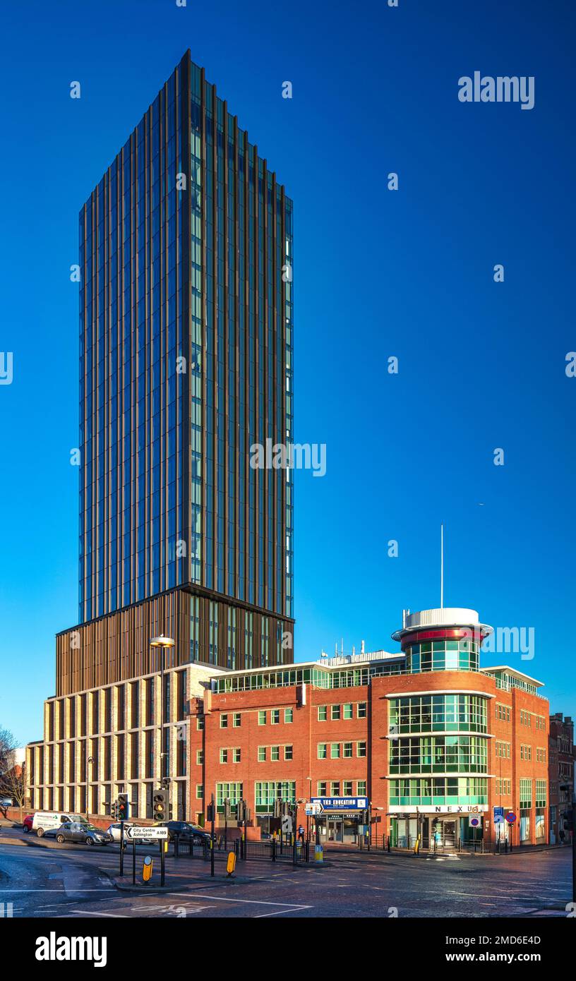 Sonnenuntergang über Hadrian's Tower, Newcastle upon Tyne, Tyne & Wear, England, Großbritannien Stockfoto