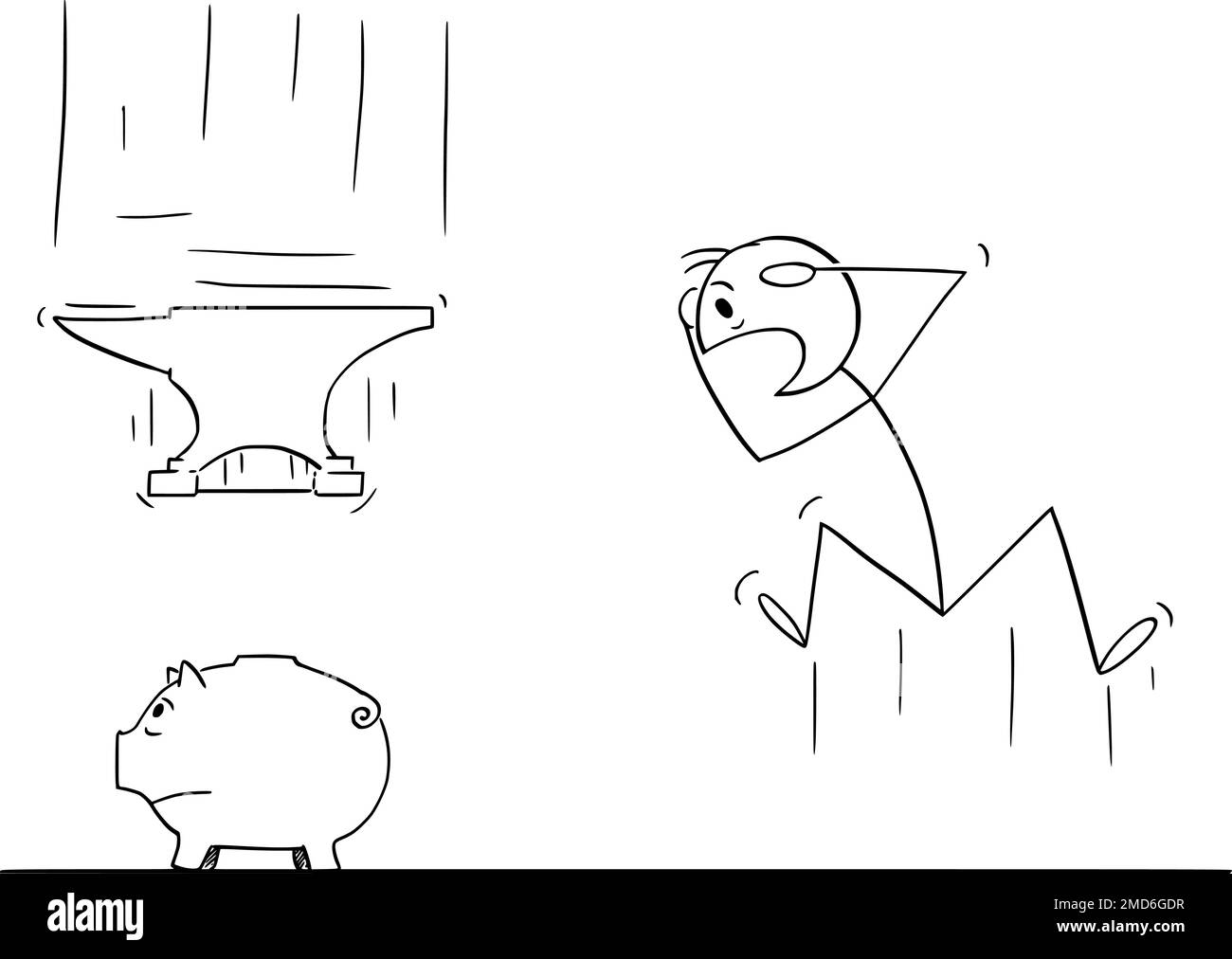 Person schockiert von Inflation vernichtende Einsparungen , Vector Cartoon Stick Abbildung Stock Vektor