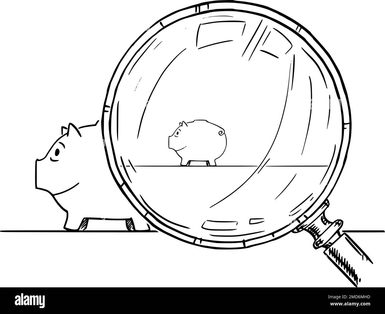 Während Der Inflation Scheinen Die Ersparnisse Geringer Zu Sein , Vector Cartoon Illustration Stock Vektor