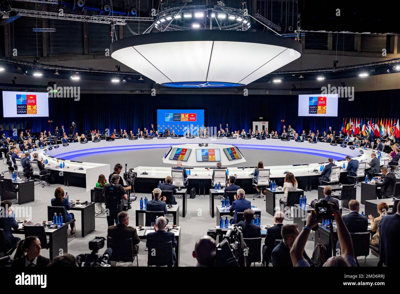 Bericht: Präsident Joe Biden nimmt an einer Sitzung des Nordatlantikrates mit Verbündeten während des NATO-Gipfels am Mittwoch, den 29. Juni 2022, auf der IFEMA Madrid Teil Stockfoto