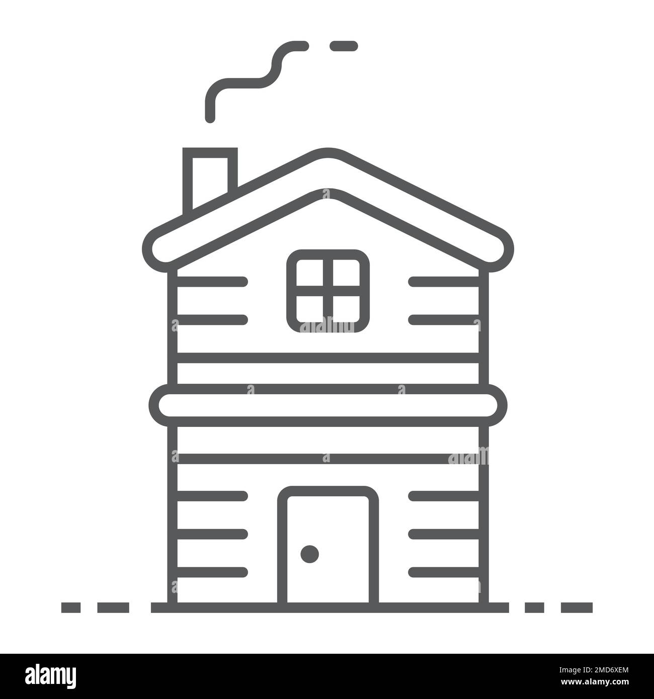 Dünnes Symbol für Landhaus, Immobilien und Haus, Vektorgrafiken für Wohnungszeichen, ein lineares Muster auf weißem Hintergrund, 10. Stock Vektor