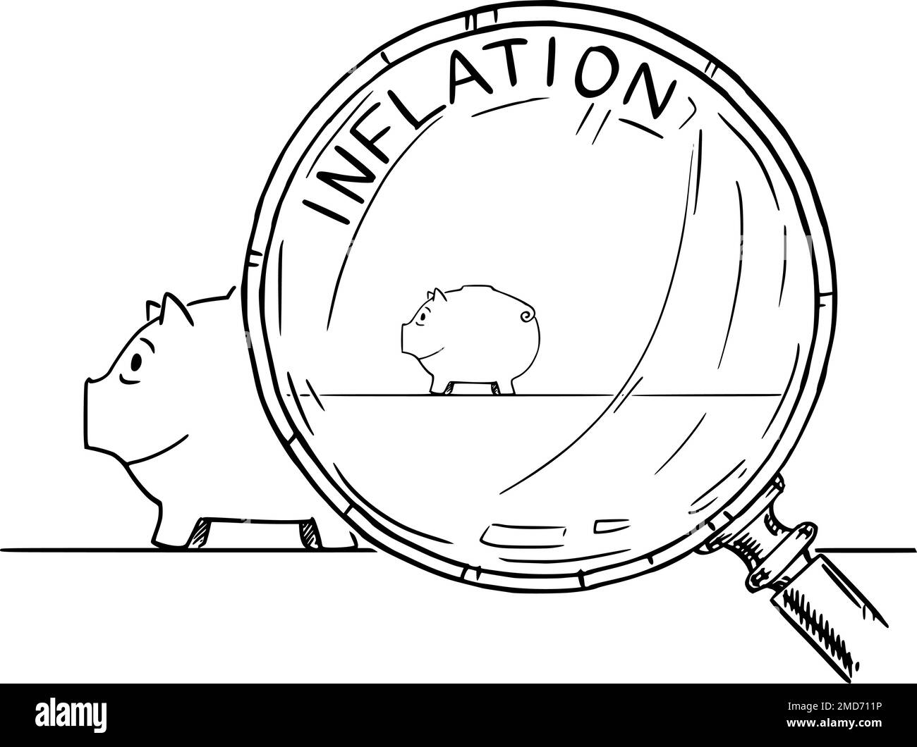 Während Der Inflation Scheinen Die Ersparnisse Geringer Zu Sein , Vector Cartoon Illustration Stock Vektor