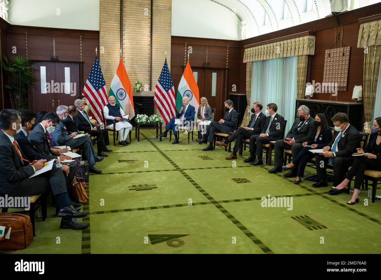 Bericht: Präsident Joe Biden nimmt an einem bilateralen Treffen mit dem indischen Premierminister Narendra Modi am Dienstag, den 24. Mai 2022, in Kantei in Tokio Teil. Stockfoto