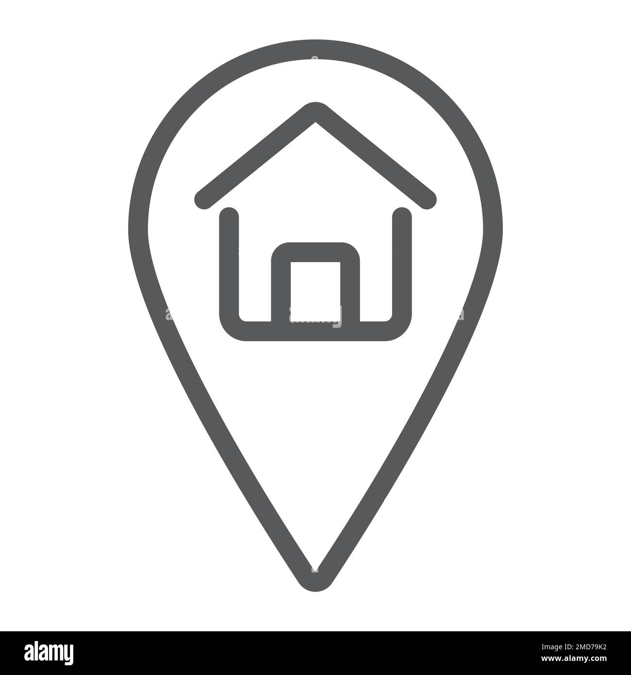 Liniensymbol für Wohnort, Immobilien und Wohnort, Pointer-Vektorgrafiken, lineares Muster auf weißem Hintergrund, eps 10. Stock Vektor