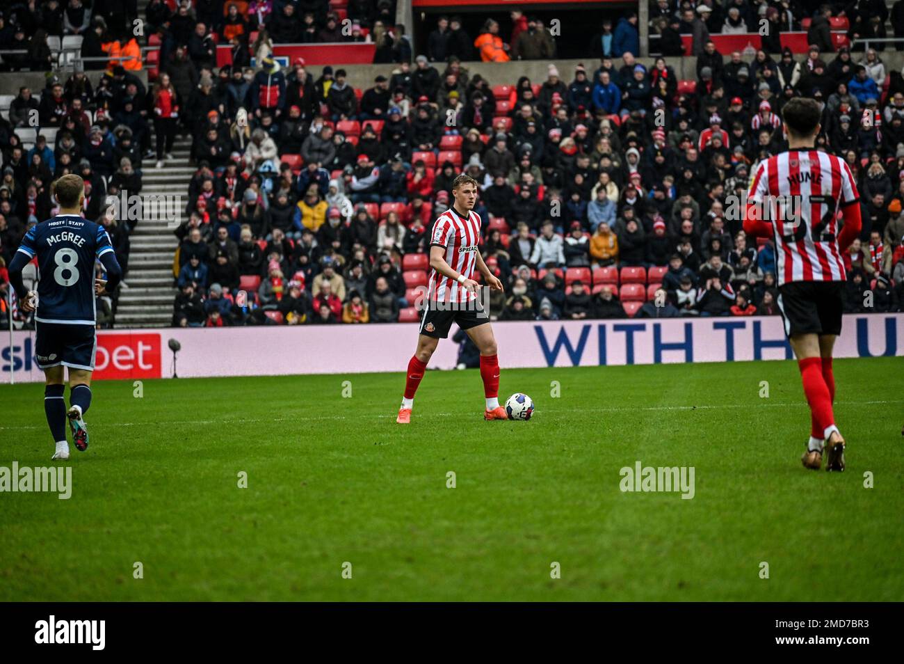 Sunderland AFC-Verteidiger Dan Ballard in Aktion gegen Middlesbrough bei der Sky Bet Championship. Stockfoto