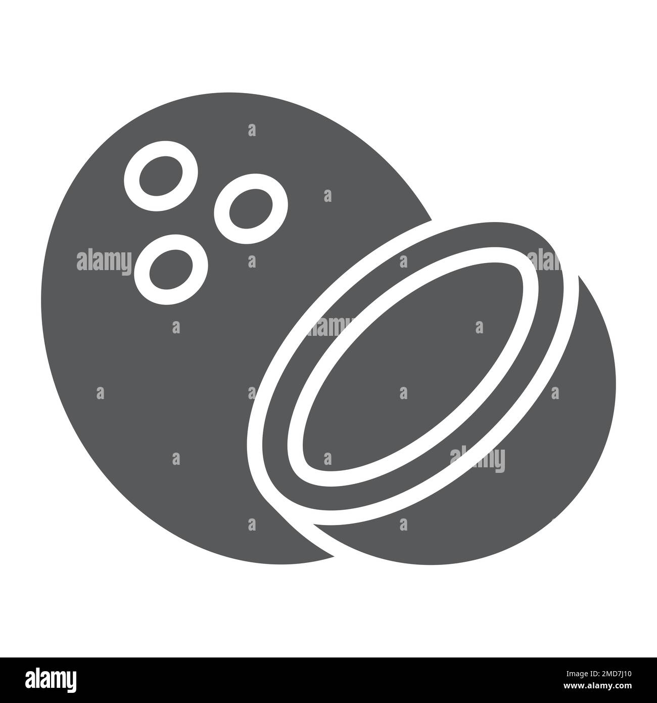 Kokosnuss-Glyphe-Symbol, Obst und Kokos, tropisches Zeichen, Vektorgrafiken, ein durchgehendes Muster auf weißem Hintergrund, 10. Stock Vektor