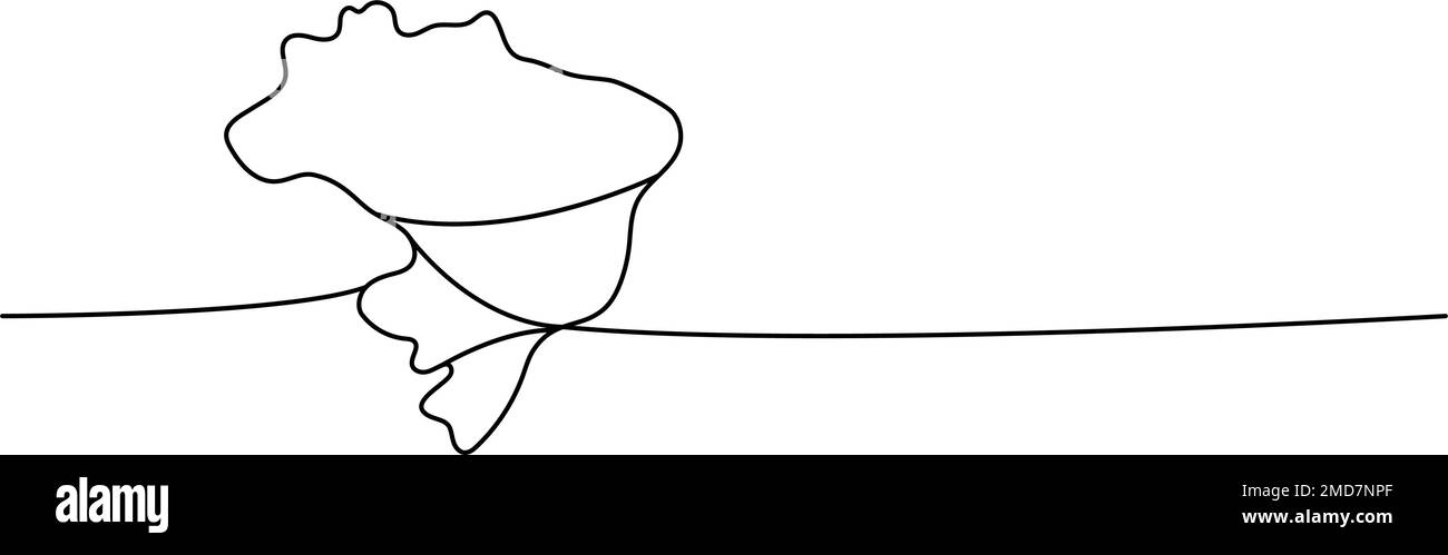Durchgehende Zeichnung mit einer Linie für Brasilien. Darstellung der durchgehenden einzeiligen Silhouette für Brasilien. Minimalistische lineare Vektordarstellung. Stock Vektor