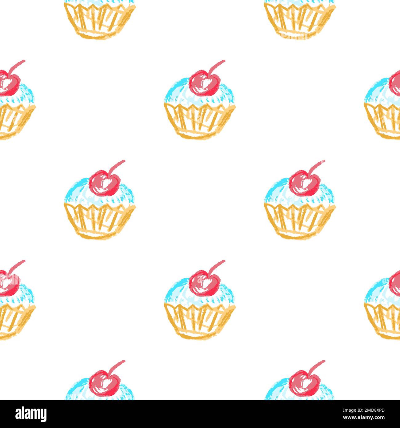 Festliches, nahtloses Muster. Kinderzeichnungen mit Wachsstiften. Geburtstag, Feiertag. Drucken Stock Vektor