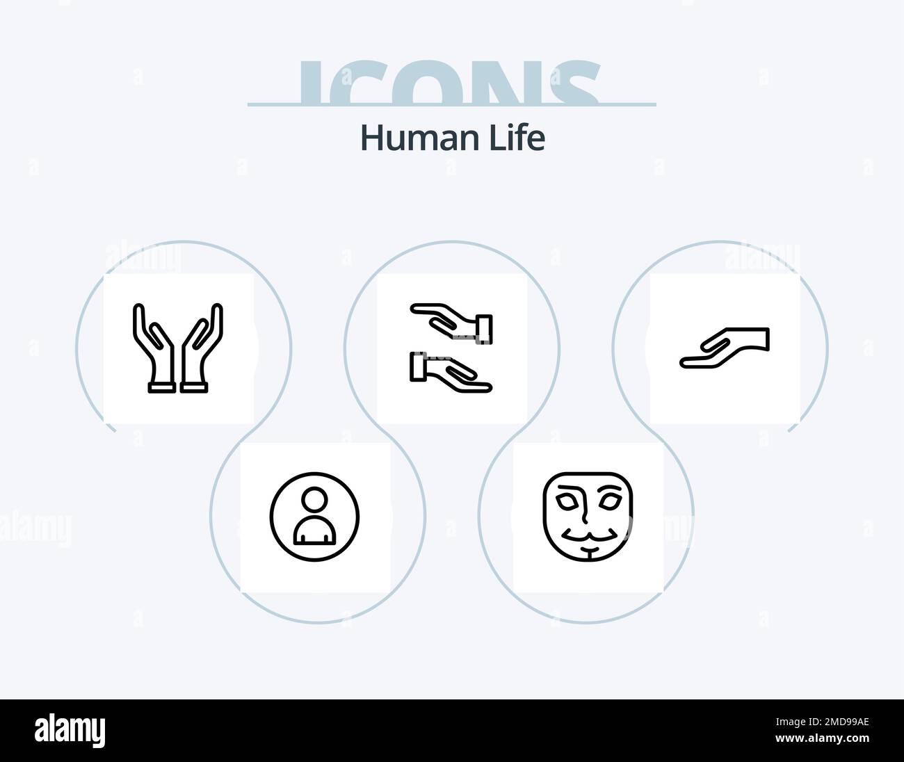 Human Line Icon Pack 5 Icon Design. . Almosen. . Die Hände Stock Vektor