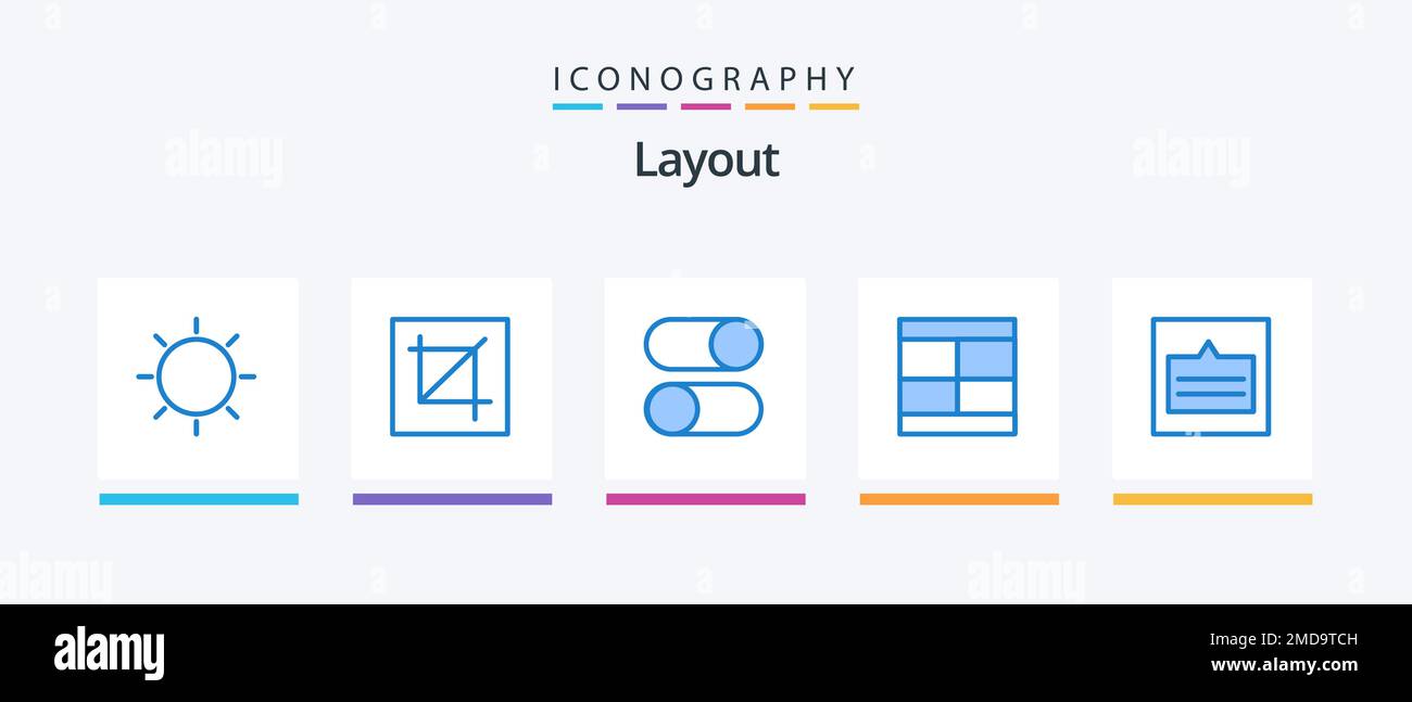 Layout Blue 5 Icon Pack mit Draw. Erstellen. Layout. Einstellungen. Wird  geladen. Kreatives Symboldesign Stock-Vektorgrafik - Alamy
