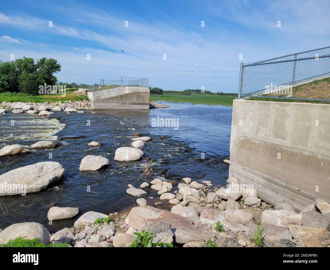 The Marsh Lake Fish Passage at Marsh Lake, Near Appleton, Minnesota, Juli 14. USACE St. Paul District Foto von Melanie Peterson Stockfoto