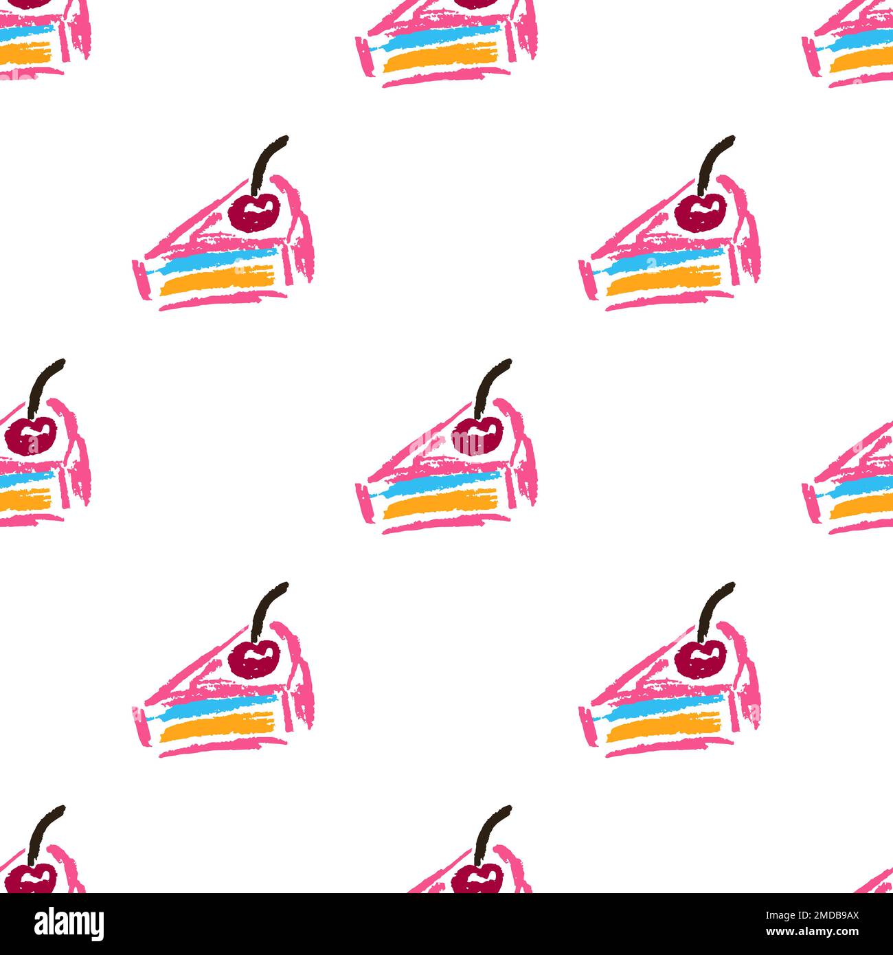 Festliches, nahtloses Muster. Geburtstag, Feiertag. Kinderzeichnungen mit Wachsstiften. Drucken Stock Vektor