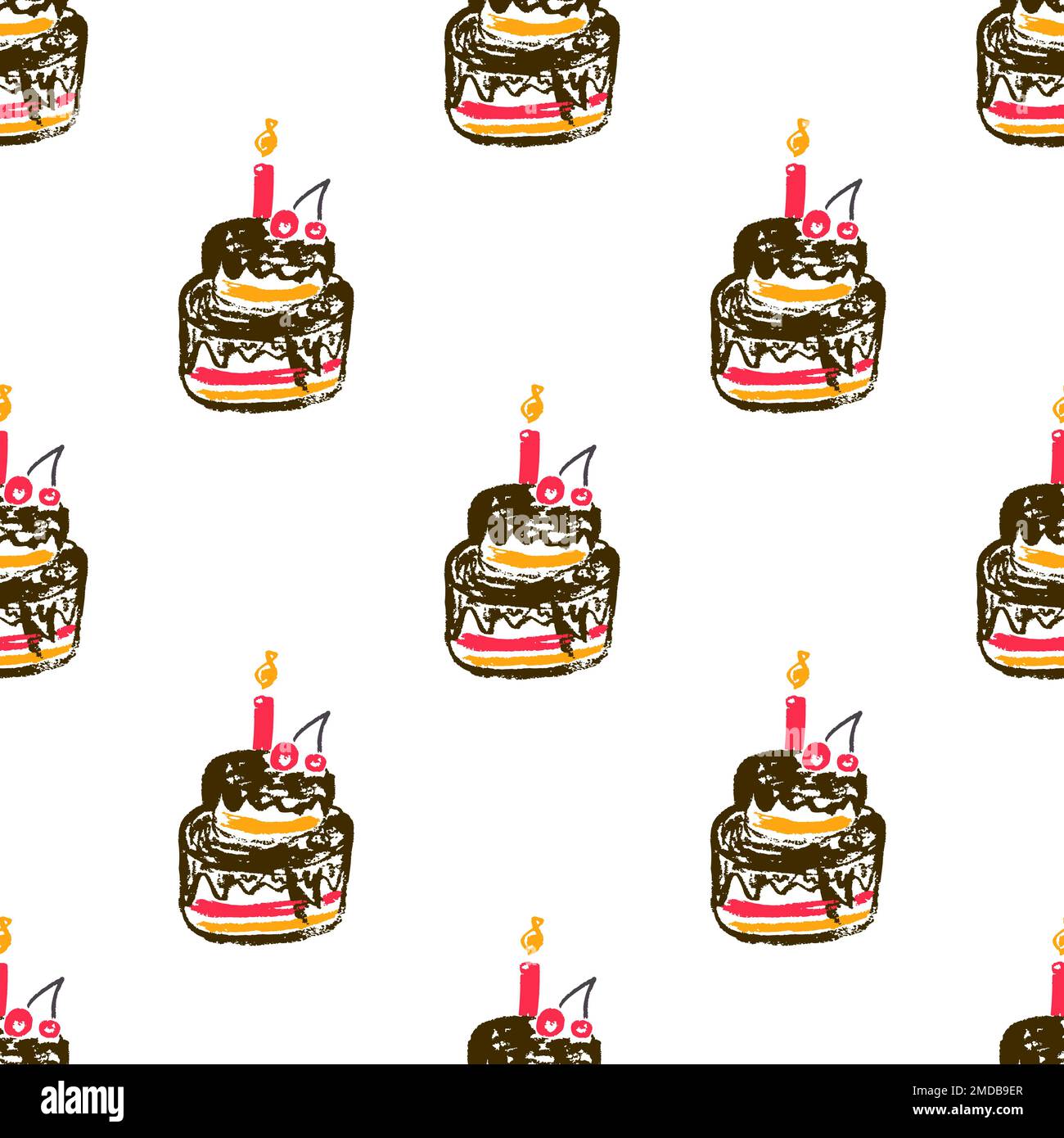 Festliches, nahtloses Muster. Kinderzeichnungen mit Wachsstiften. Geburtstag, Feiertag. Druck für Stoffdesign, Textil Stock Vektor