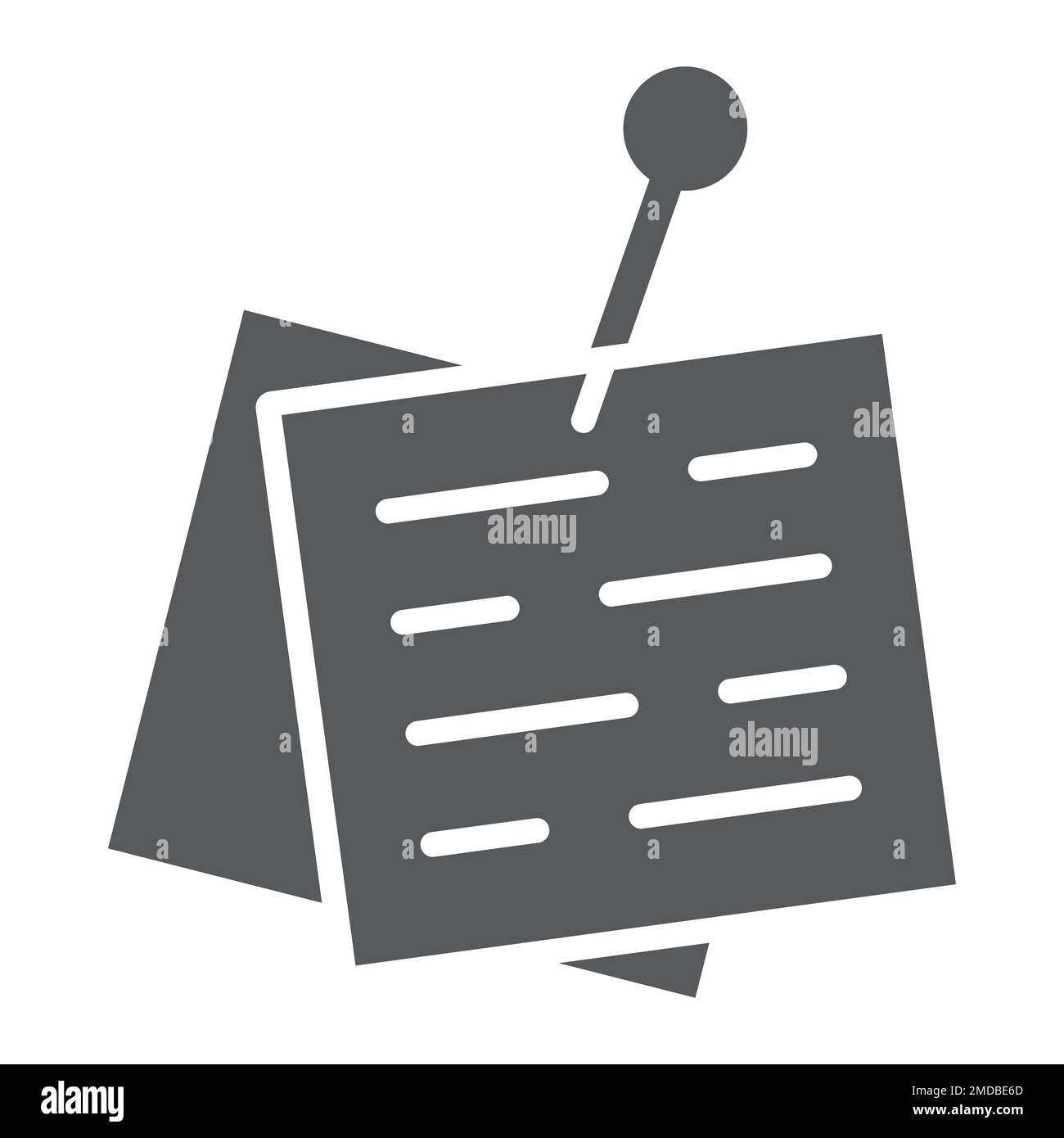 Gepinntes Papiersymbol, Büro und Arbeit, Sticky Note-Zeichen, Vektorgrafiken, ein ausgefülltes Muster auf weißem Hintergrund, eps 10. Stock Vektor