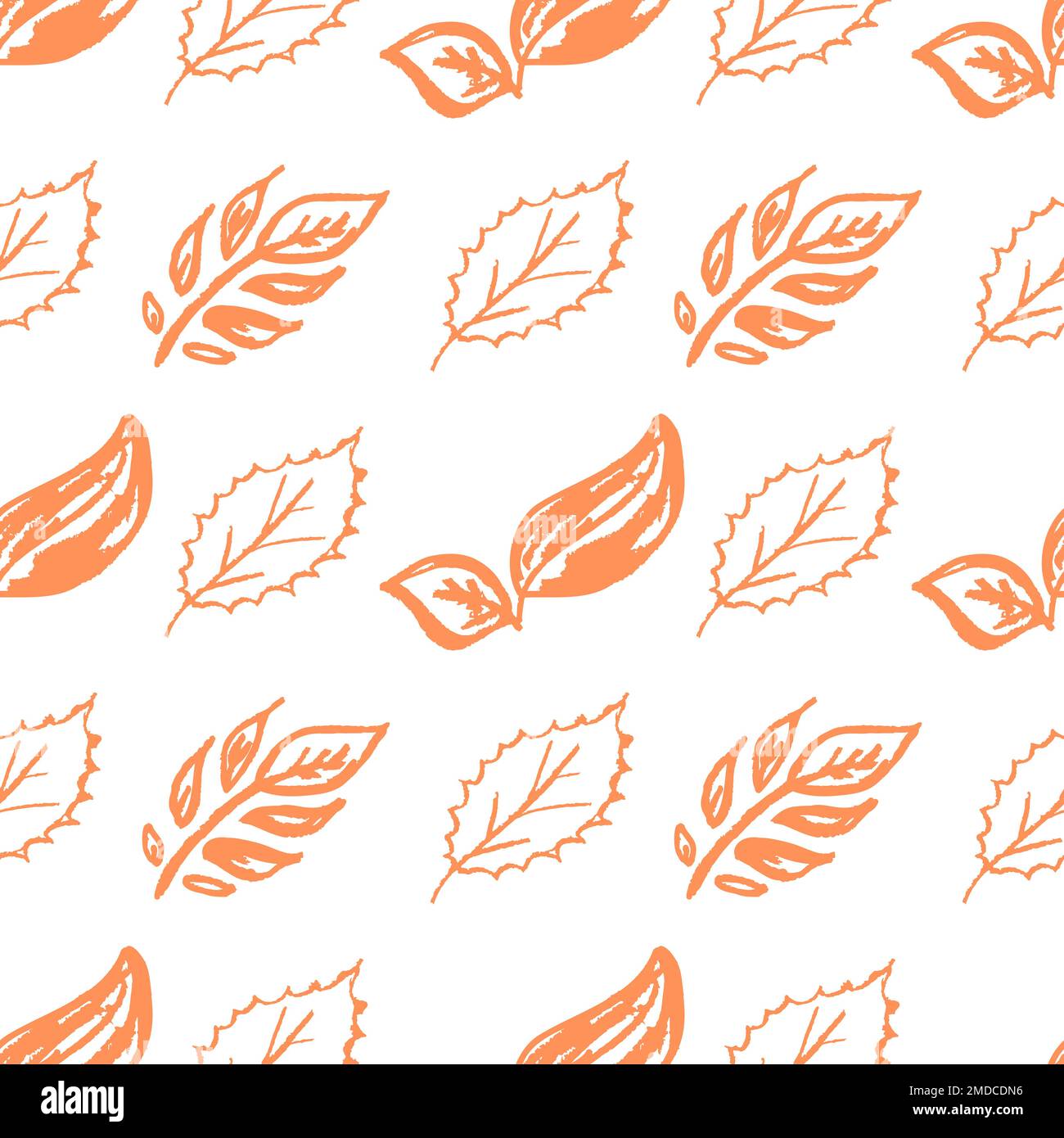 Nahtloses Herbstmuster. Kinderzeichnungen mit Wachsstiften. Gelbe Blätter. Druck für Textildesign, Textil, Stoff, Tapete, Geschenkpapier Stock Vektor