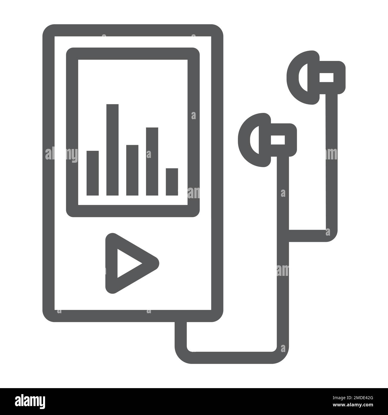 Liniensymbol des Musik-Players, elektronisch und Gerät, mp3-Zeichen, Vektorgrafiken, lineares Muster auf weißem Hintergrund, eps 10. Stock Vektor
