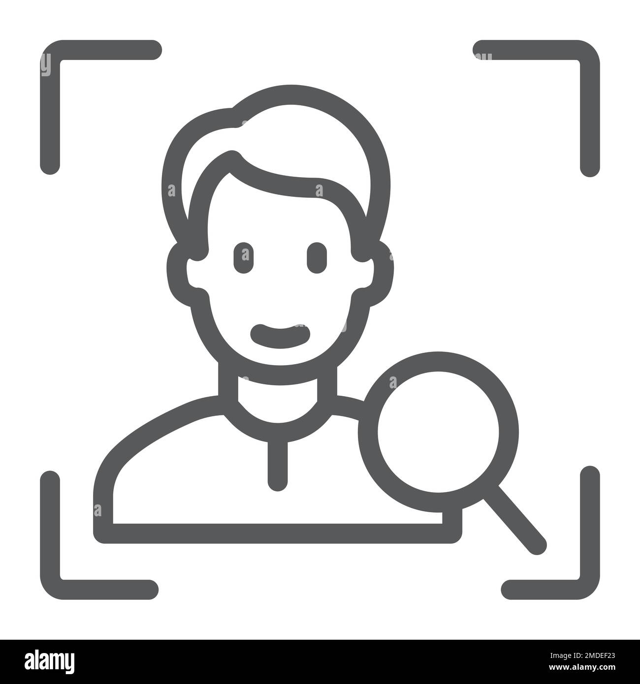 Face-ID-Liniensymbol, Gesichtserkennung und Gesichtserkennung, Gesichts-Scan-Zeichen, Vektorgrafiken, ein lineares Muster auf weißem Hintergrund, eps 10. Stock Vektor