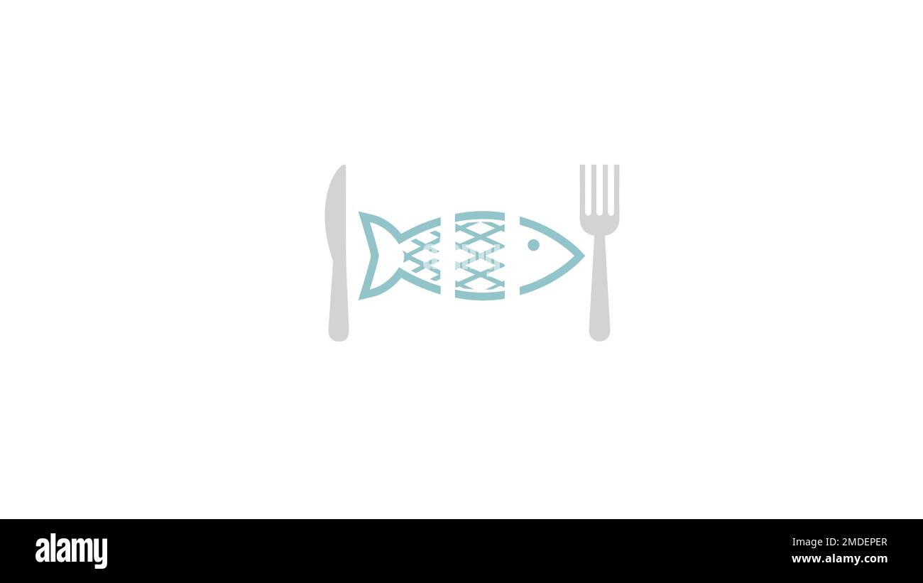 Kreatives „Fish Fork Knife“-Logo-Vektordesign Stock Vektor