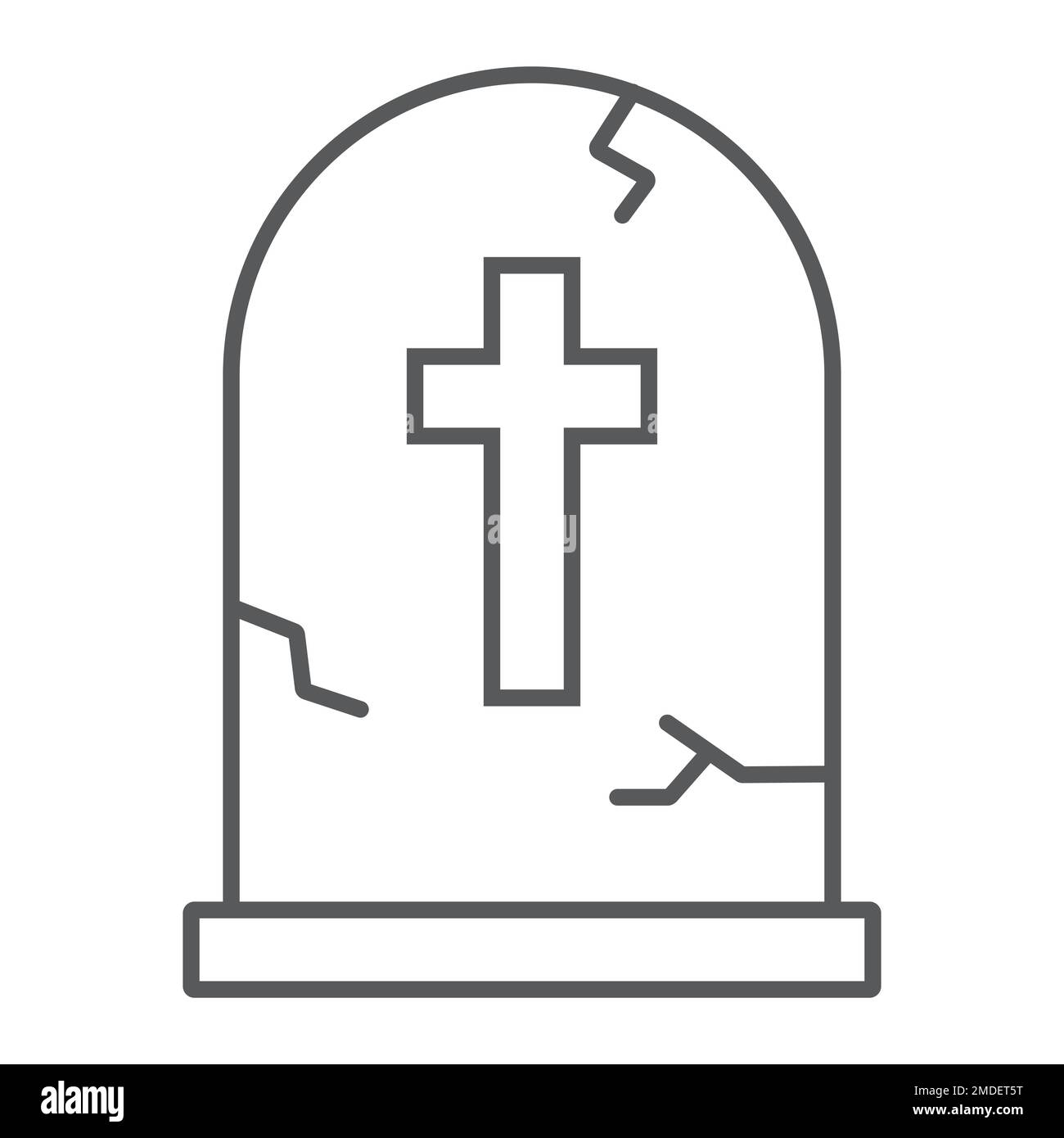 Tombstone dünne Linie Symbol, halloween und Tod, Grabzeichen, Vektorgrafiken, ein lineares Muster auf weißem Hintergrund, eps 10. Stock Vektor