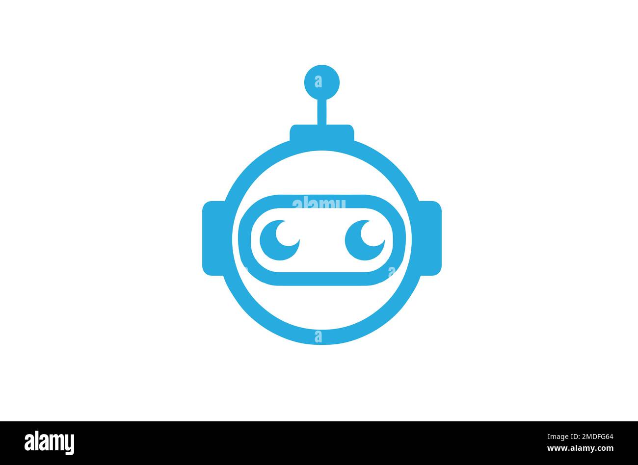 Kreativer Roboter bot in blauem Kreis Logo Vektordesign-Symbol-Illustration Stock Vektor