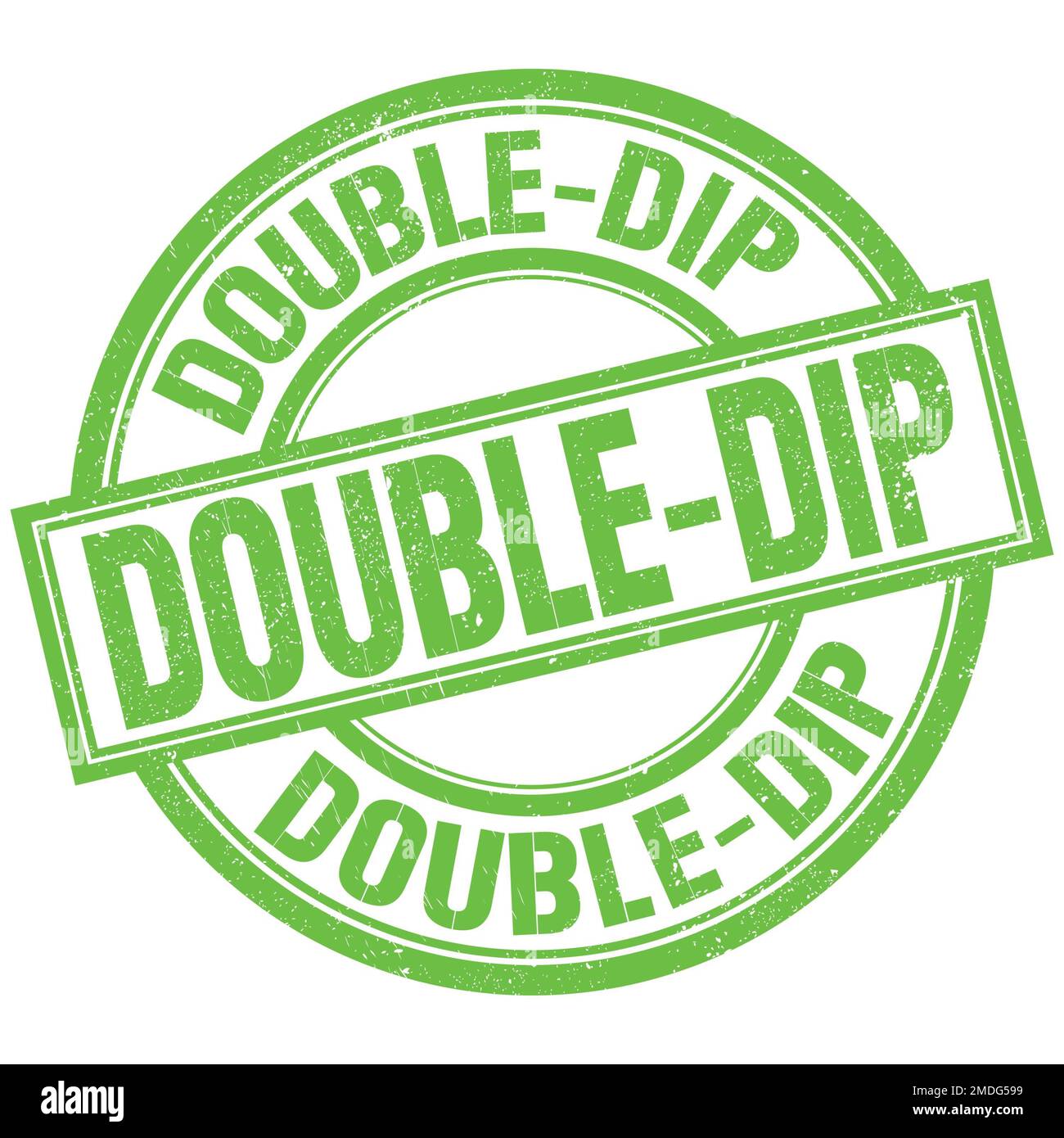 DOPPELTER DIP-Text auf grünem rundem Stempelzeichen Stockfoto