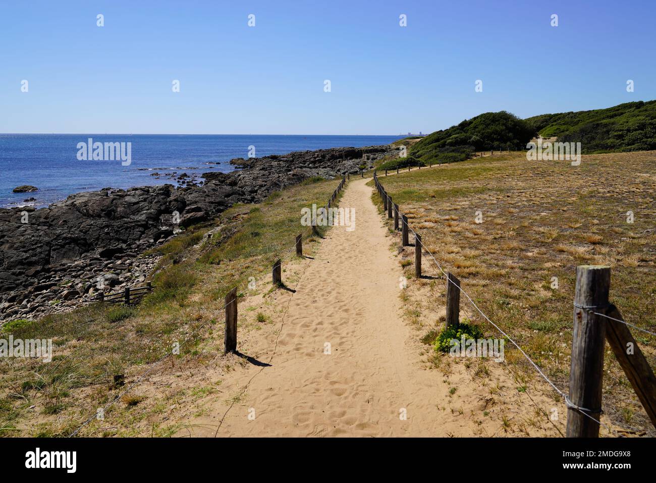 Zugang zu Talmont-Saint-Hilaire Sea atlantic Beach in Vendee france Stockfoto