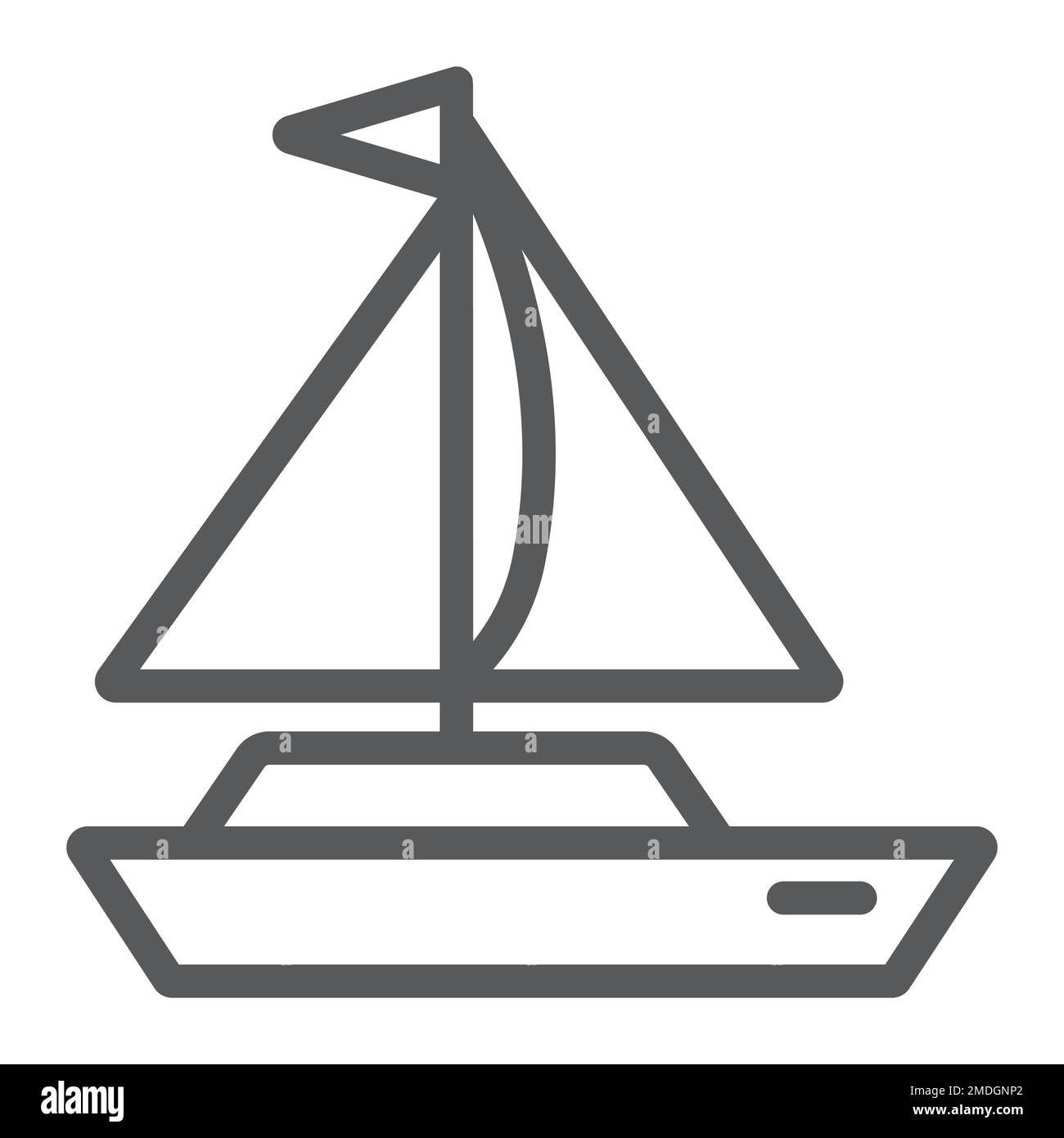 Yachtlinien-Symbol, Transport und Schiff, Bootszeichen, Vektorgrafiken, ein lineares Muster auf weißem Hintergrund, eps 10. Stock Vektor