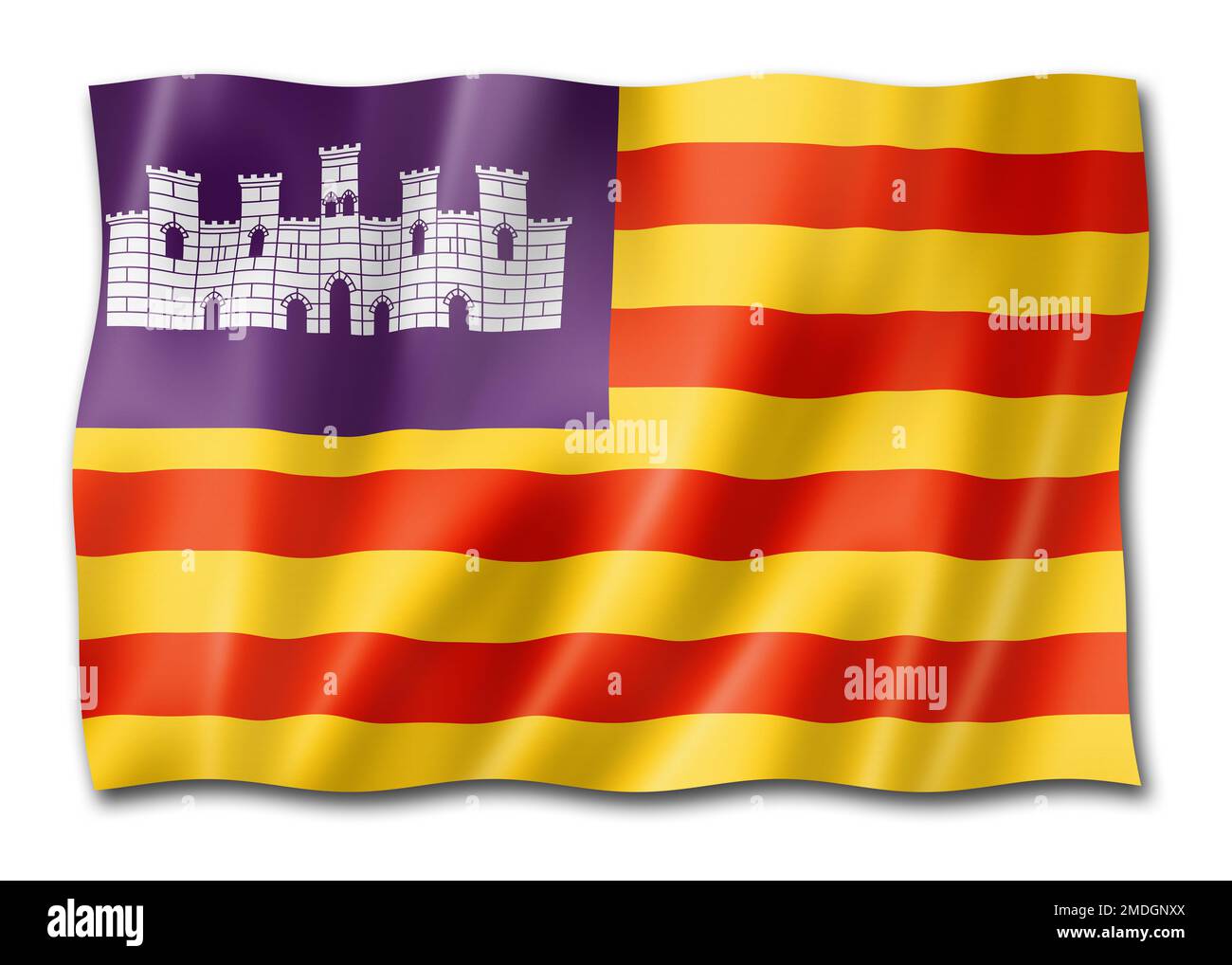 Balearen Provinz Flagge, Spanien winken Banner Sammlung. 3D Abbildung Stockfoto